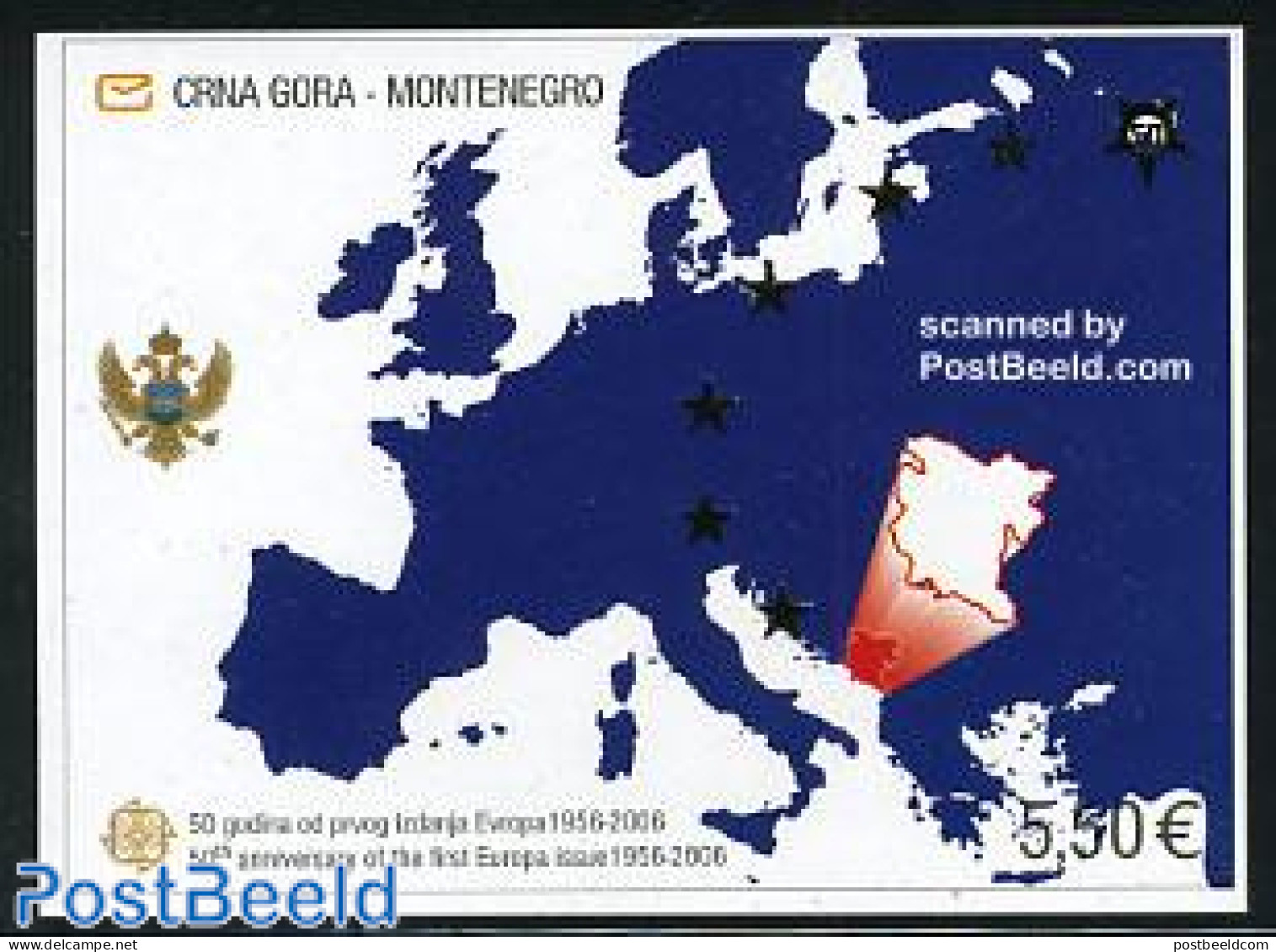 Montenegro 2006 50 Years Europa Stamps S/s, Mint NH, History - Various - Europa Hang-on Issues - Maps - Idées Européennes