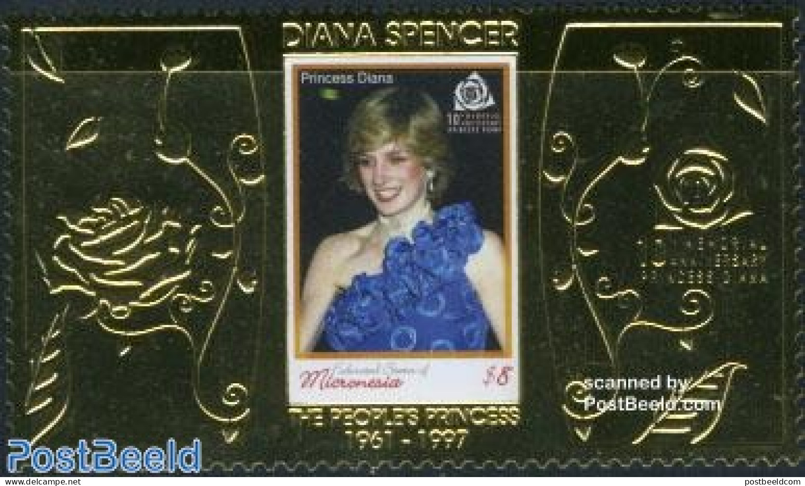 Micronesia 2007 Death Of Diana 1v, Gold, Mint NH, History - Charles & Diana - Kings & Queens (Royalty) - Familles Royales