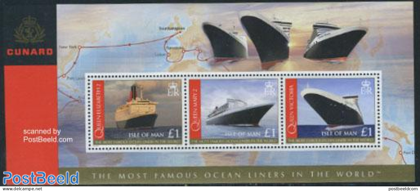 Isle Of Man 2008 Cunard Line S/s, Mint NH, Transport - Various - Ships And Boats - Maps - Ships