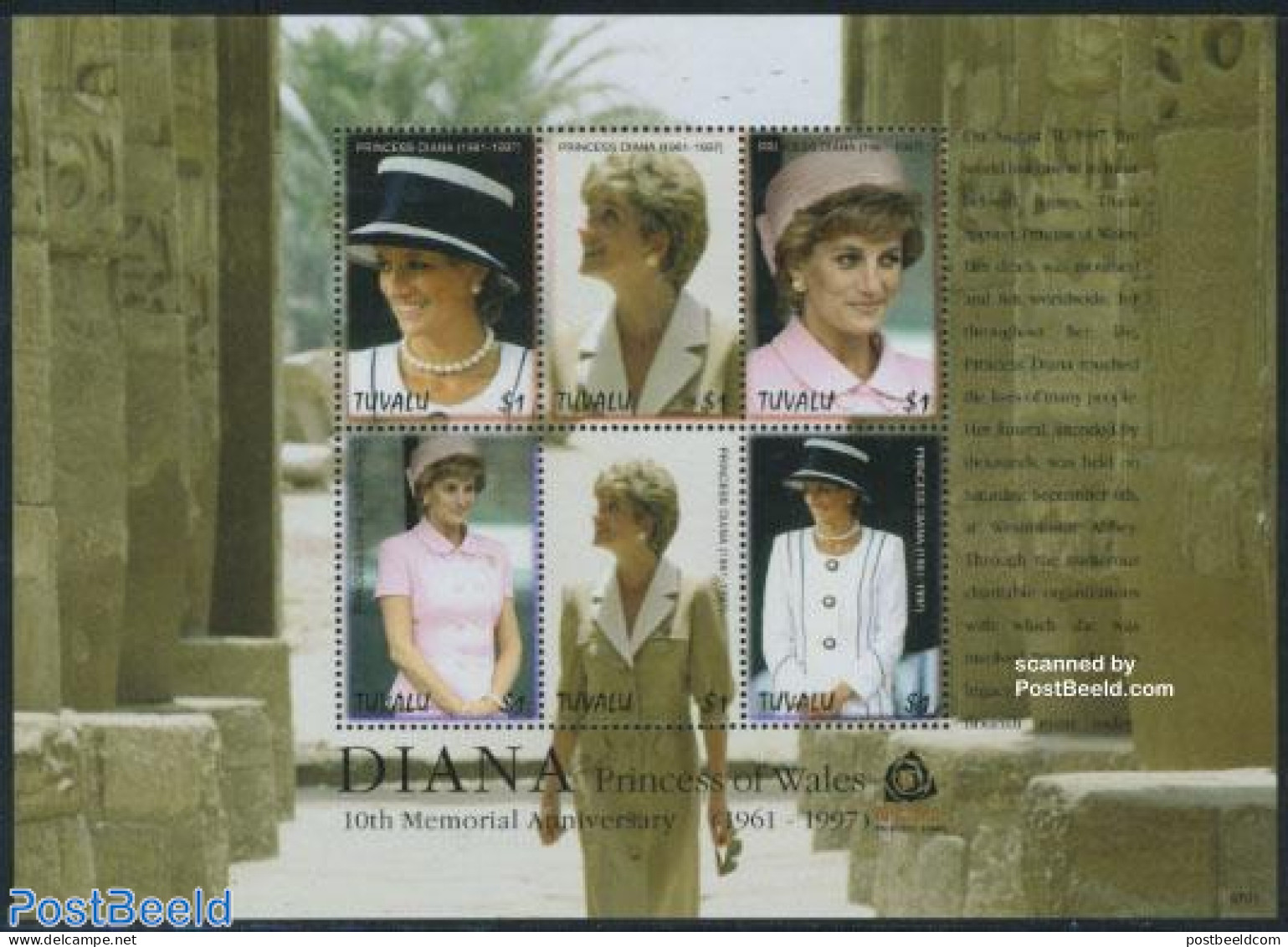 Tuvalu 2007 Death Of Diana 6v M/s, Mint NH, History - Charles & Diana - Kings & Queens (Royalty) - Royalties, Royals