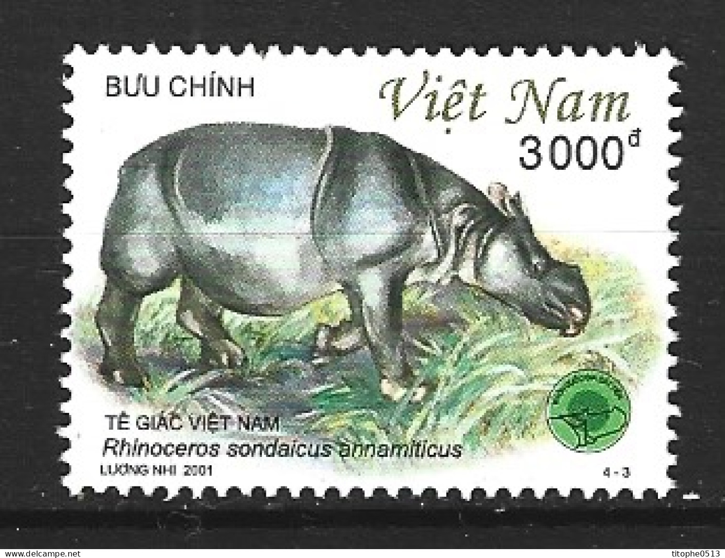VIET NAM. N°1974 De 2001. Rhinocéros. - Rinoceronti