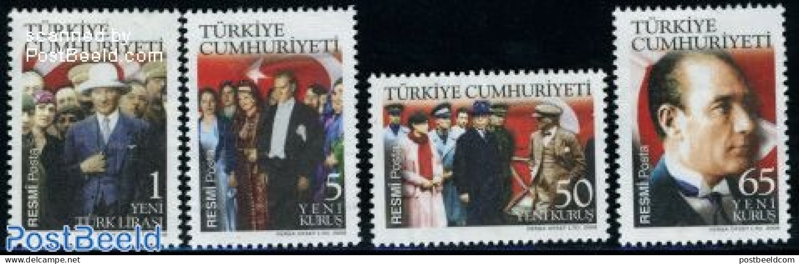 Türkiye 2008 On Service, Ataturk 4v, Mint NH, History - Politicians - Autres & Non Classés
