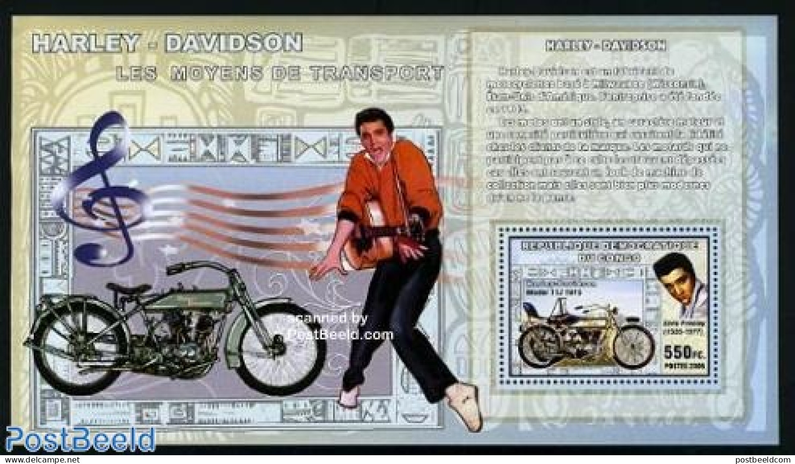Congo Dem. Republic, (zaire) 2006 Harley Davidson, Elvis Presley S/s, Mint NH, Performance Art - Transport - Elvis Pre.. - Elvis Presley