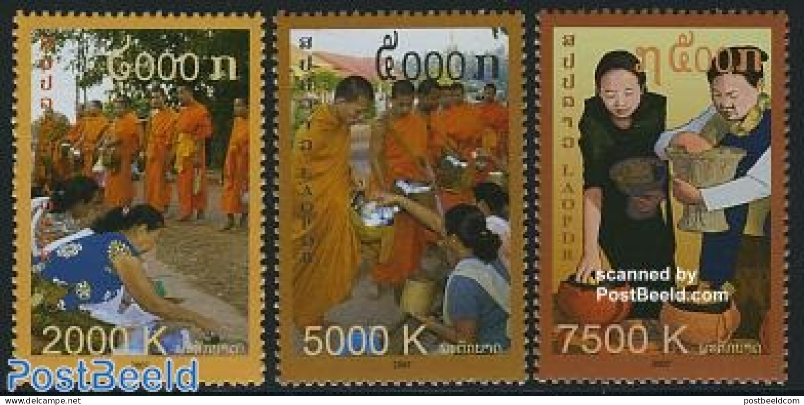 Laos 2007 Takbat Festival 3v, Mint NH, Various - Folklore - Laos