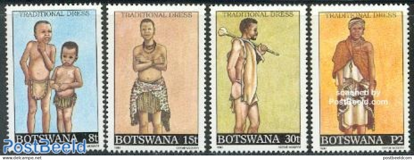 Botswana 1990 Tradional Costumes 4v, Mint NH, Various - Costumes - Costumes