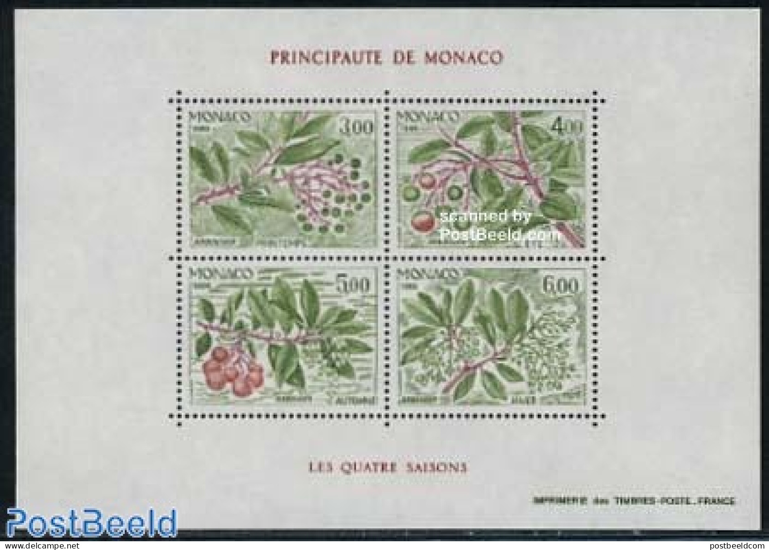 Monaco 1986 Four Seasons S/s, Mint NH, Nature - Fruit - Trees & Forests - Neufs