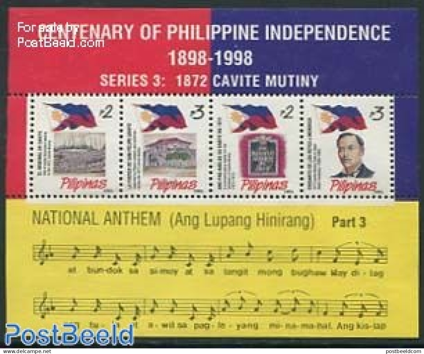 Philippines 1995 Independence, National Song S/s, Mint NH, History - Performance Art - Flags - Music - Musique