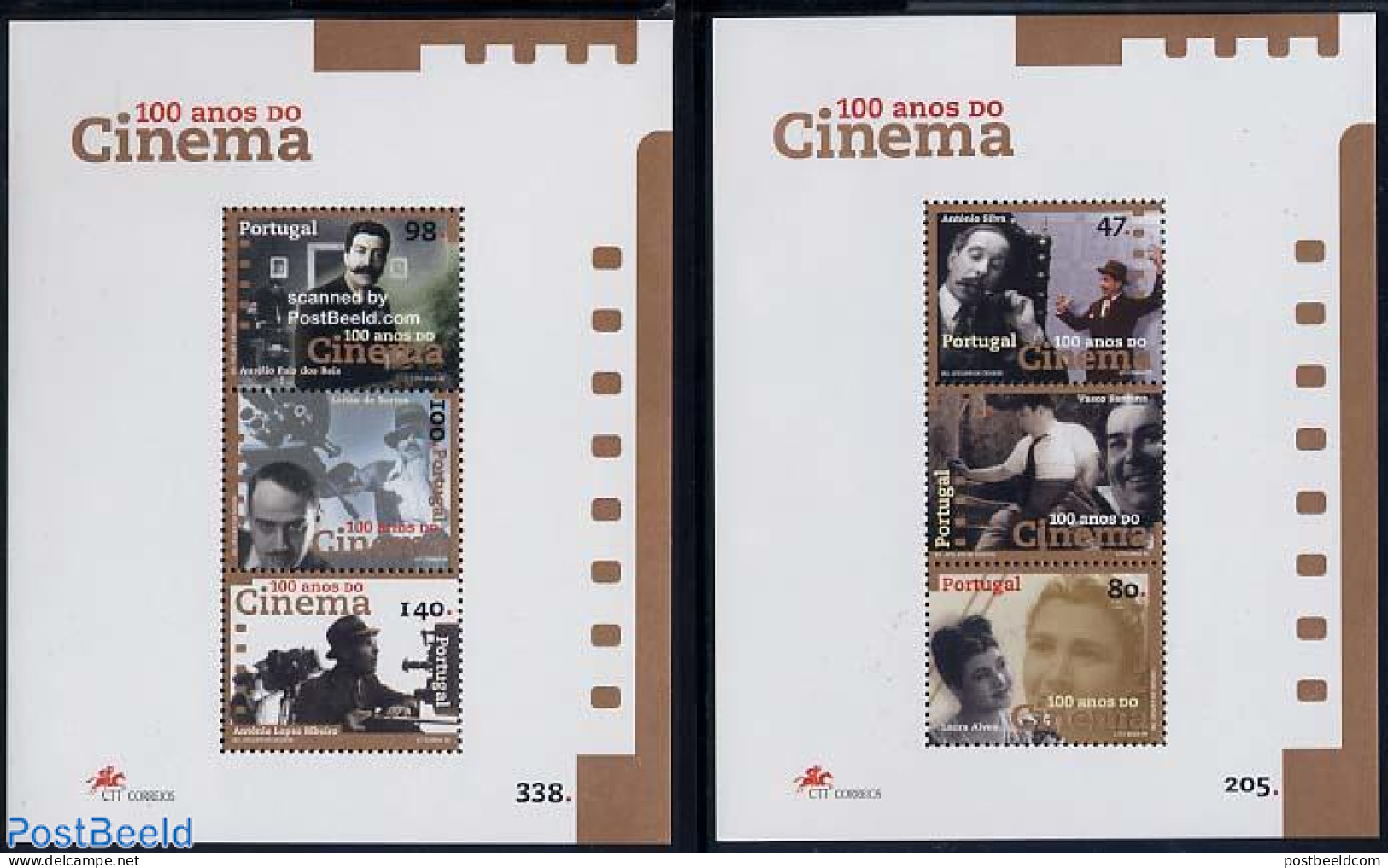 Portugal 1996 Film Centenary 2 S/s, Mint NH, Performance Art - Film - Unused Stamps