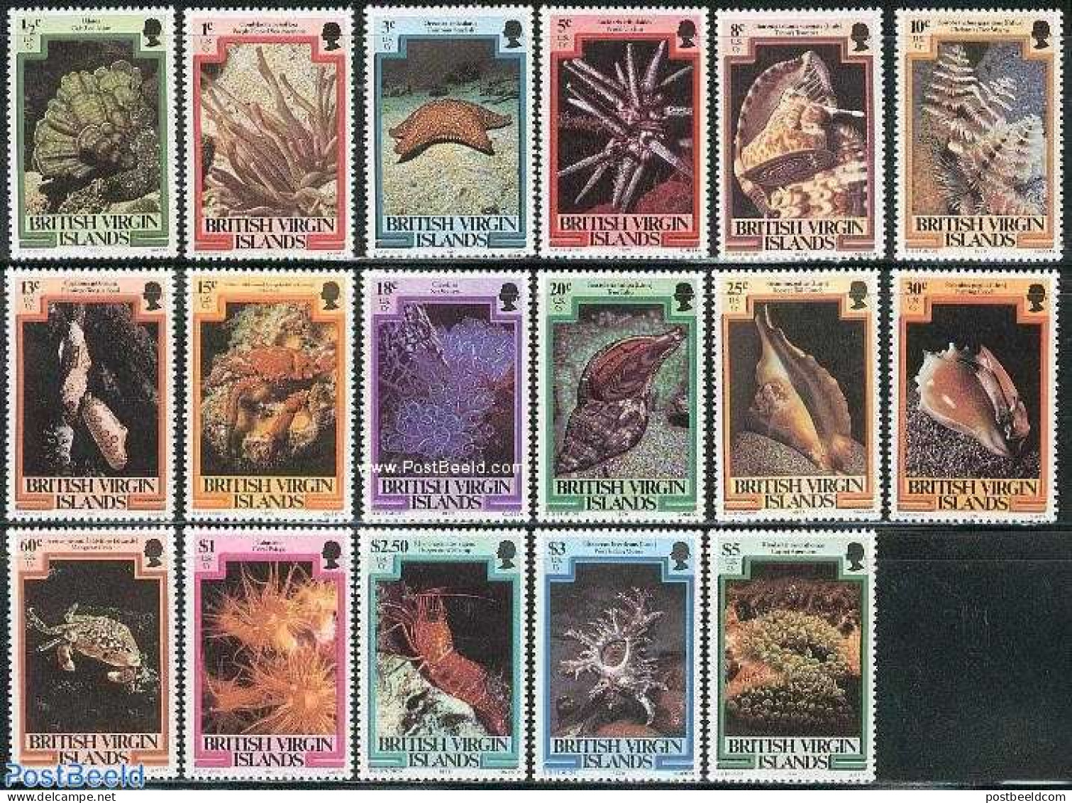 Virgin Islands 1979 Marine Life 17v, Mint NH, Nature - Shells & Crustaceans - Marine Life