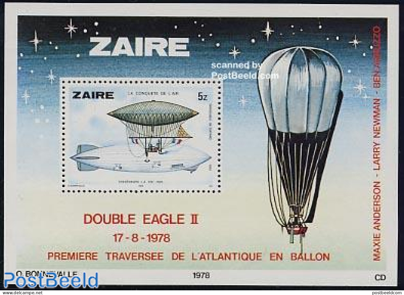 Congo Dem. Republic, (zaire) 1978 Aviation History S/s, Mint NH, Transport - Balloons - Zeppelins - Montgolfières