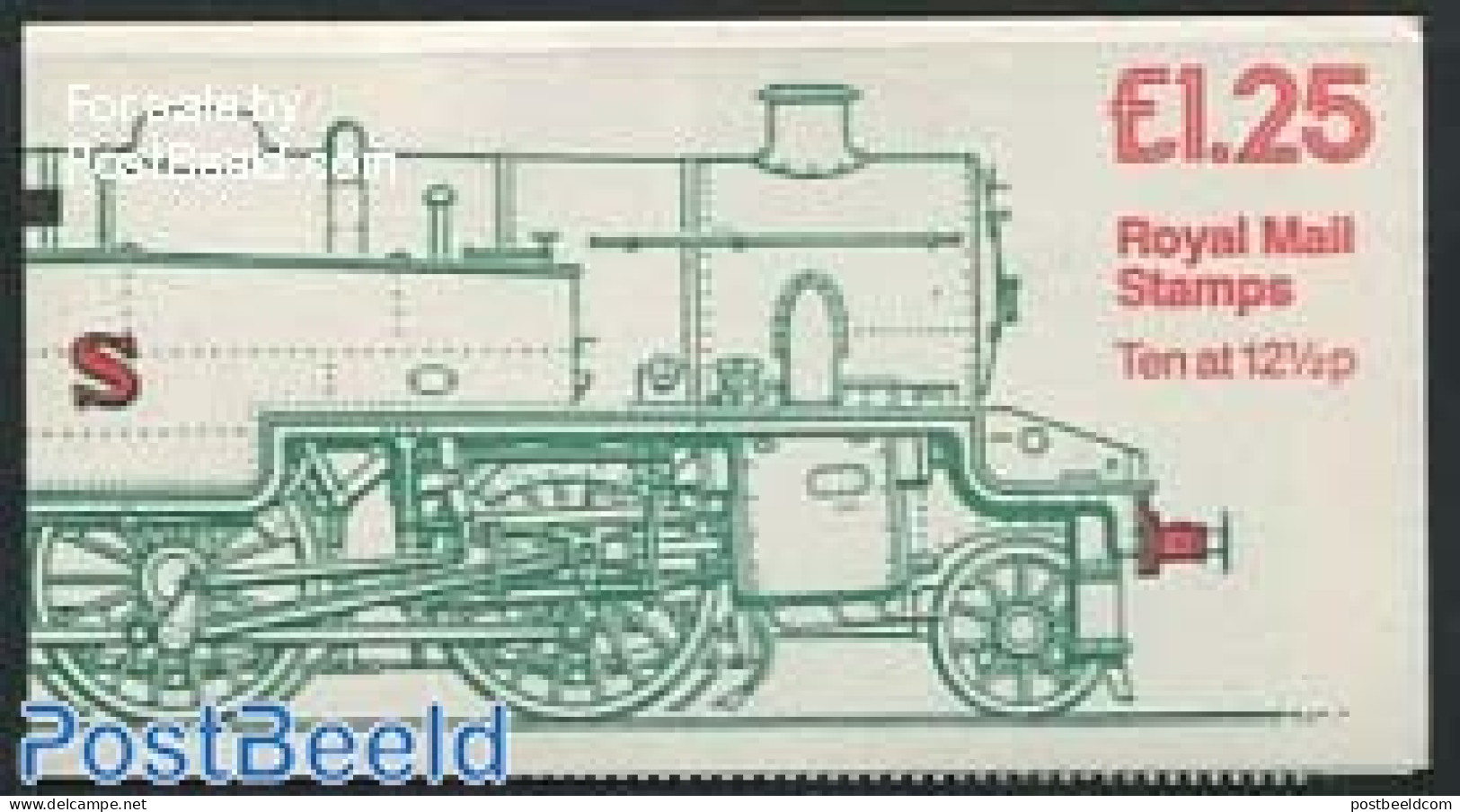 Great Britain 1983 Def. Booklet, LMS Class 4P, Selvedge At Left, Mint NH, Transport - Stamp Booklets - Railways - Neufs