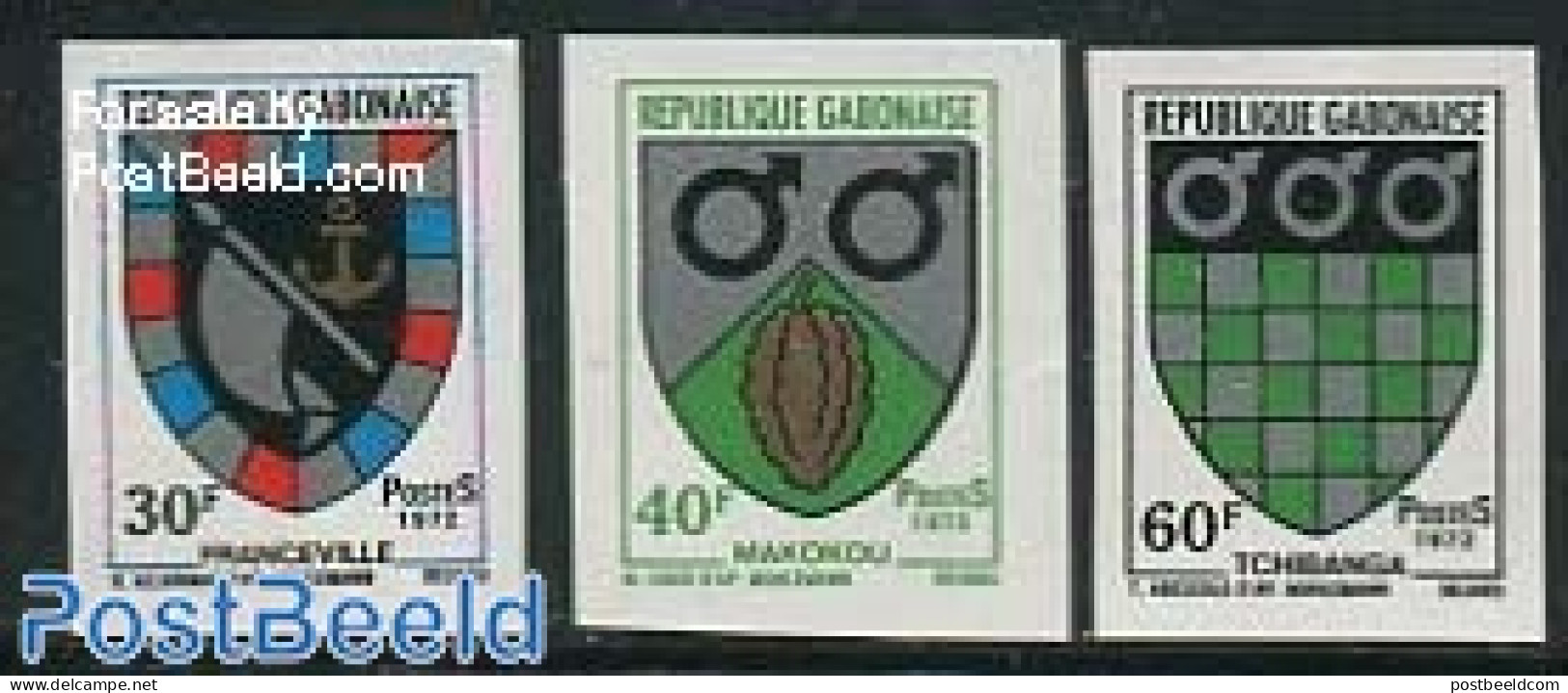 Gabon 1972 City Coat Of Arms 3v, Mint NH, History - Coat Of Arms - Ungebraucht