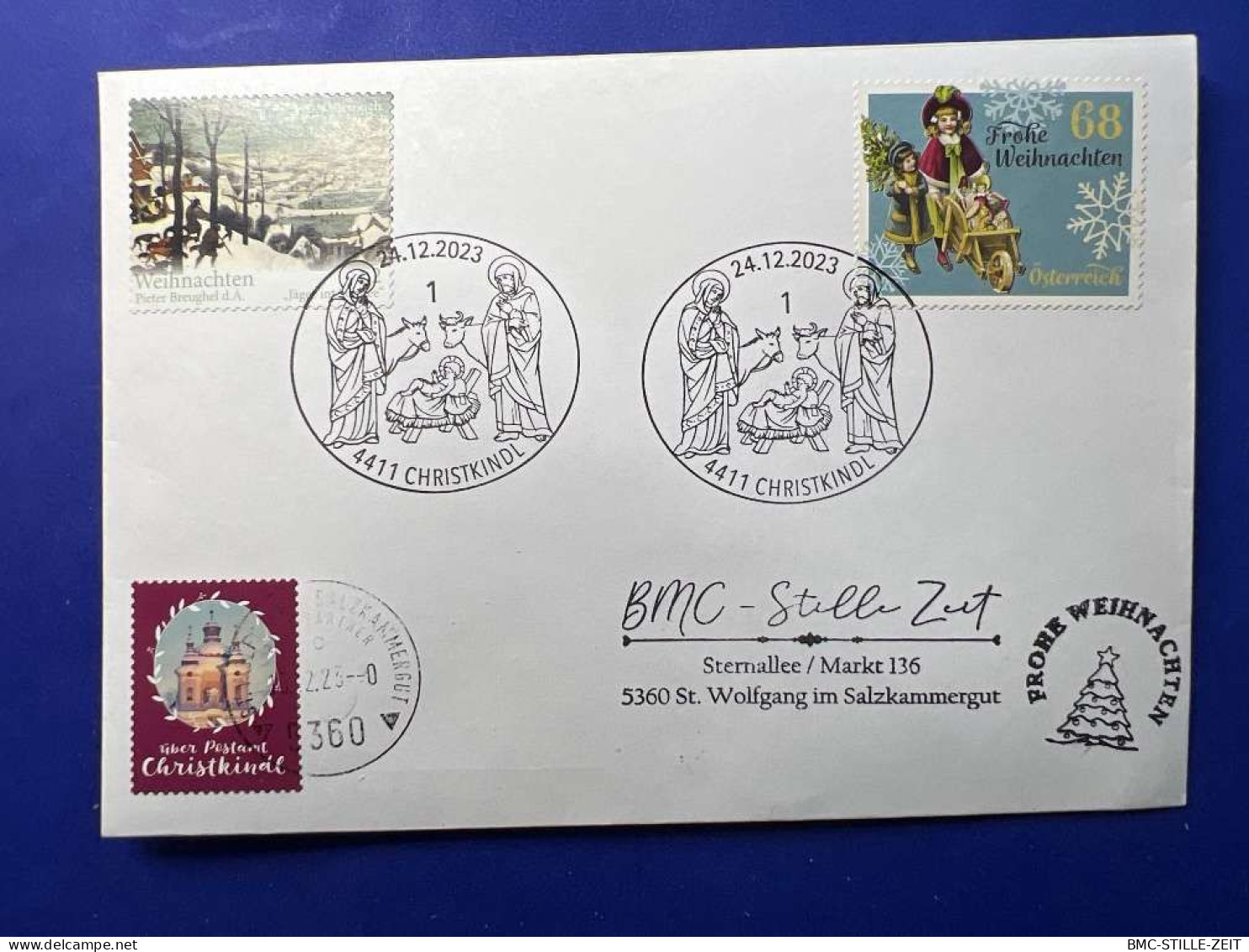 UNIKAT - Schmuckkuvert Postamt 4411 Christkindl 24.12.2023 - Covers