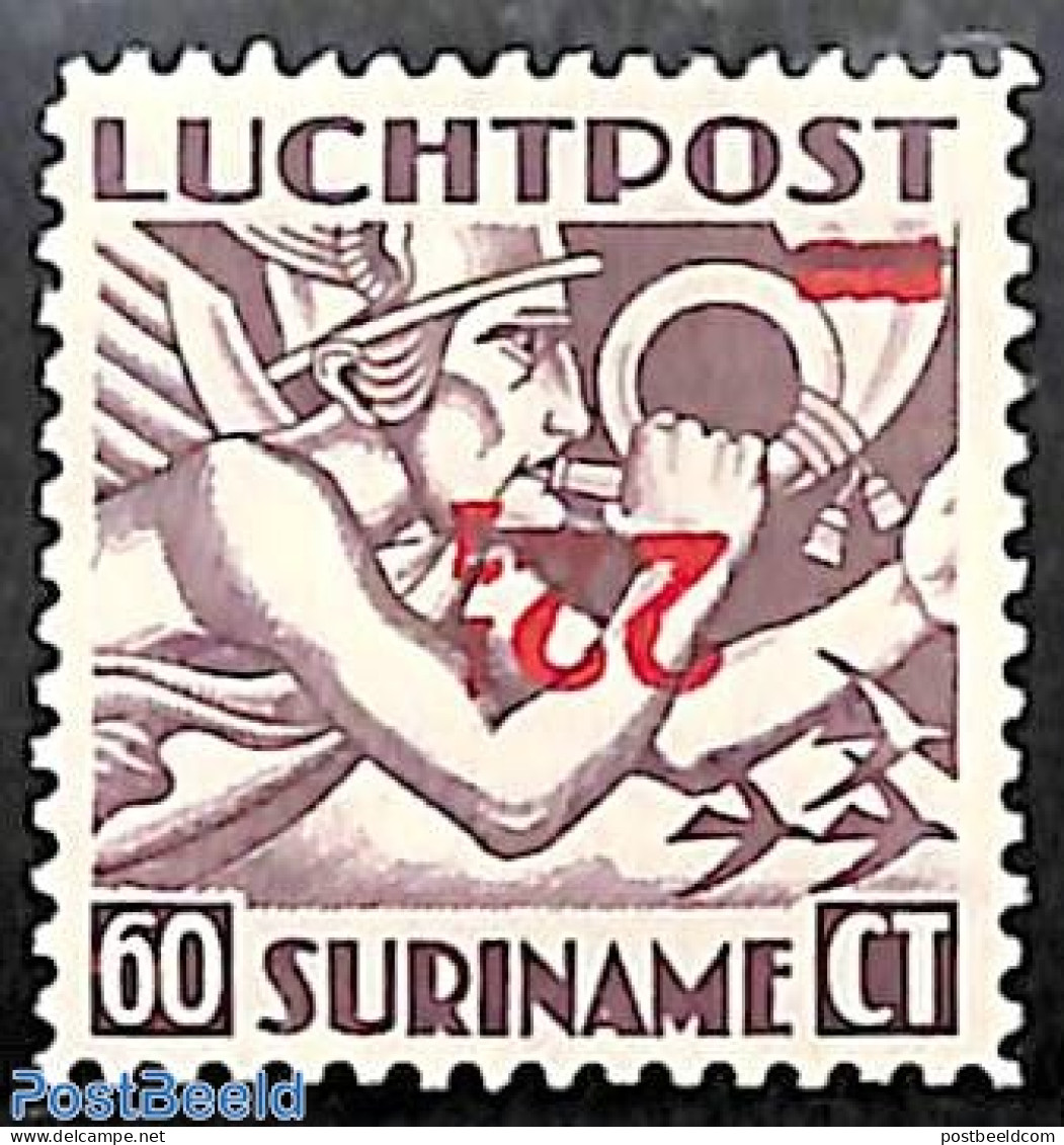 Suriname, Colony 1945 Airmail 22.5c On 60c, Inverted Overprint, Unused (hinged), Various - Errors, Misprints, Plate Fl.. - Erreurs Sur Timbres