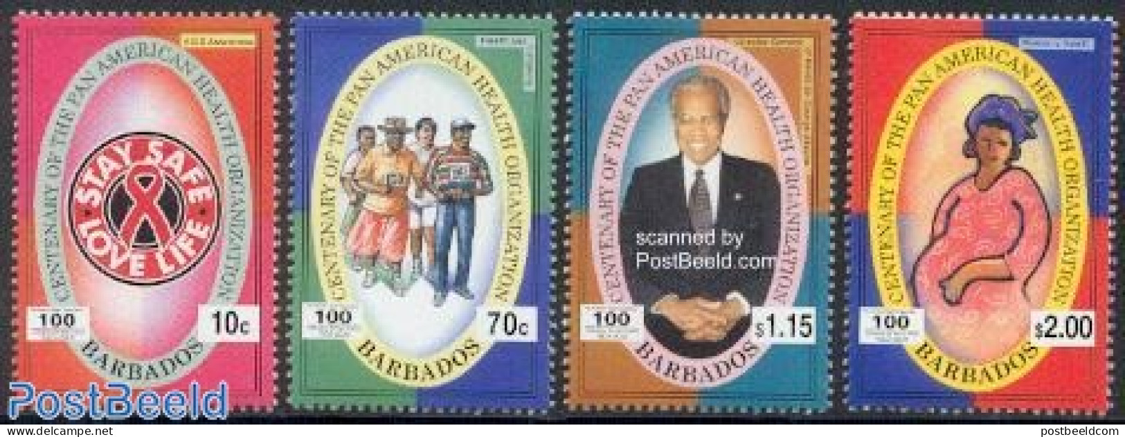 Barbados 2002 100 Years PAHO 4v, Mint NH, Health - Health - Barbados (1966-...)