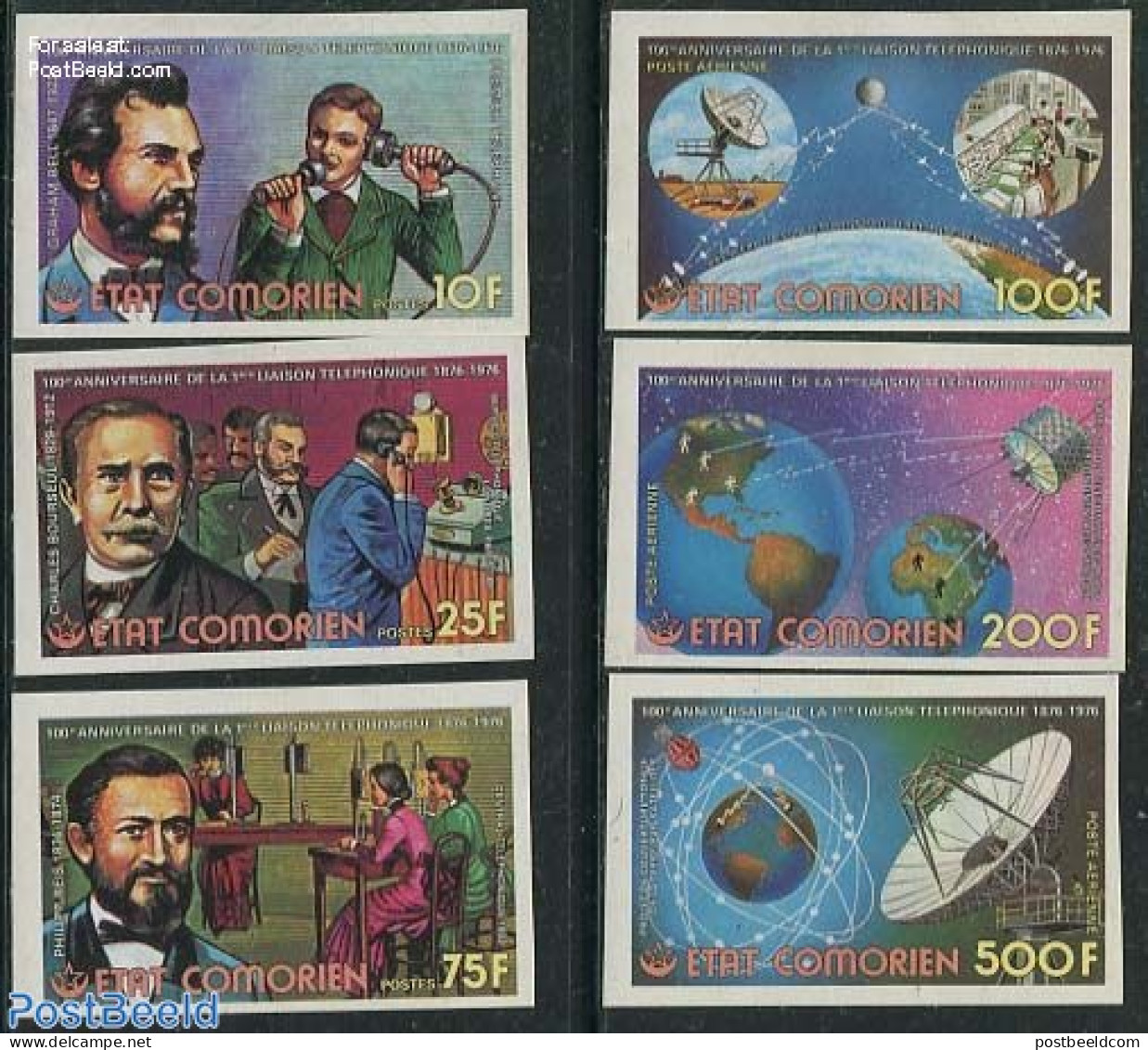 Comoros 1976 Telephone Centenary 6v, Imperforated, Mint NH - Isole Comore (1975-...)