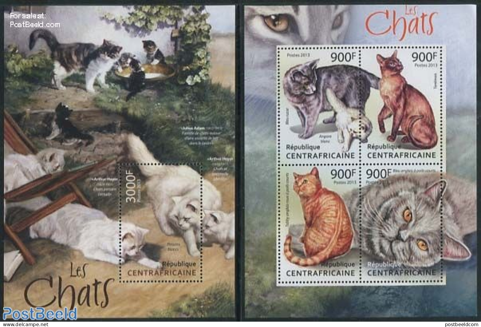 Central Africa 2013 Cats 2 S/s, Mint NH, Nature - Cats - Central African Republic