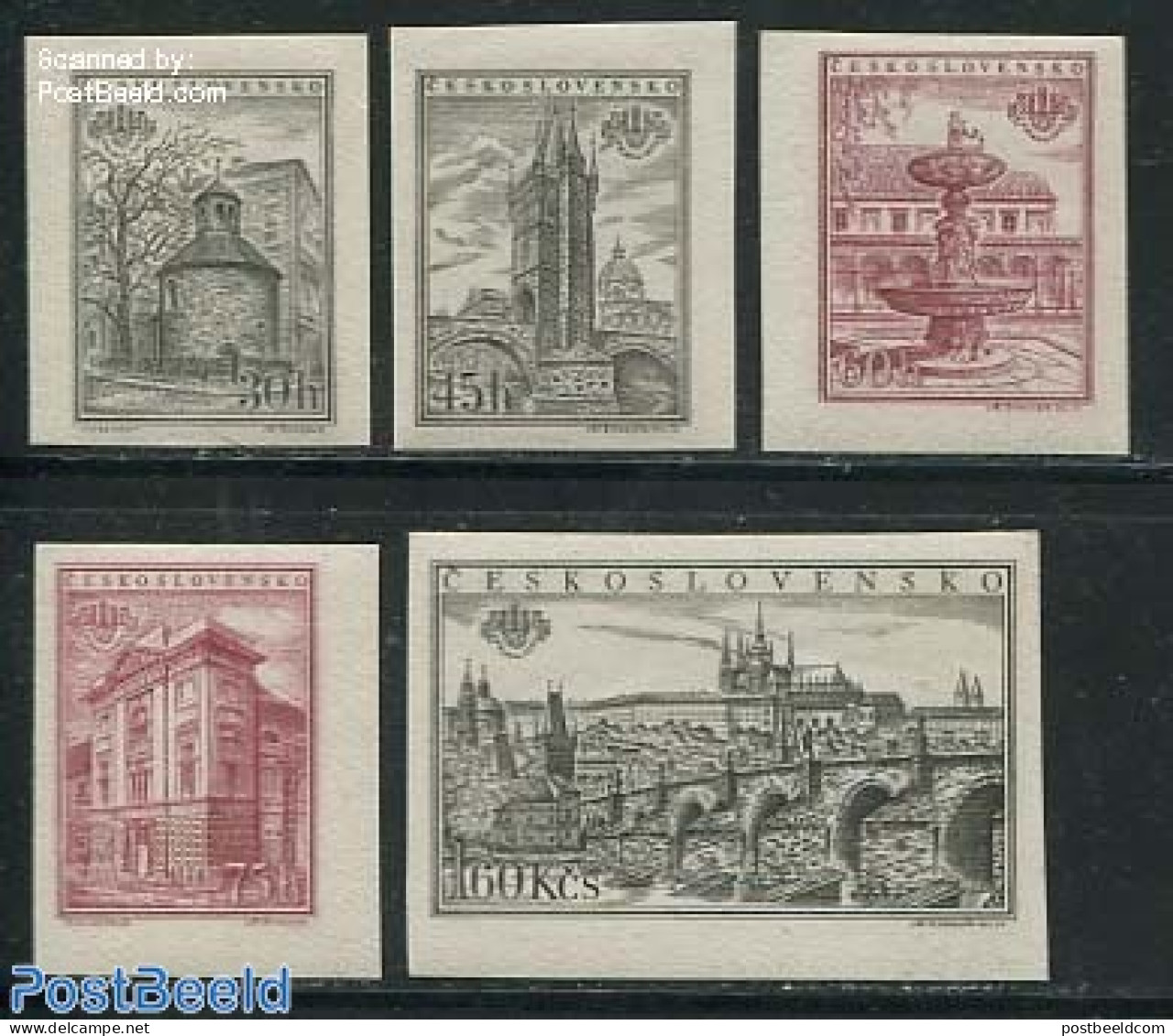 Czechoslovkia 1955 Praha 1955 5v Imperforated, Mint NH, Art - Bridges And Tunnels - Sonstige & Ohne Zuordnung