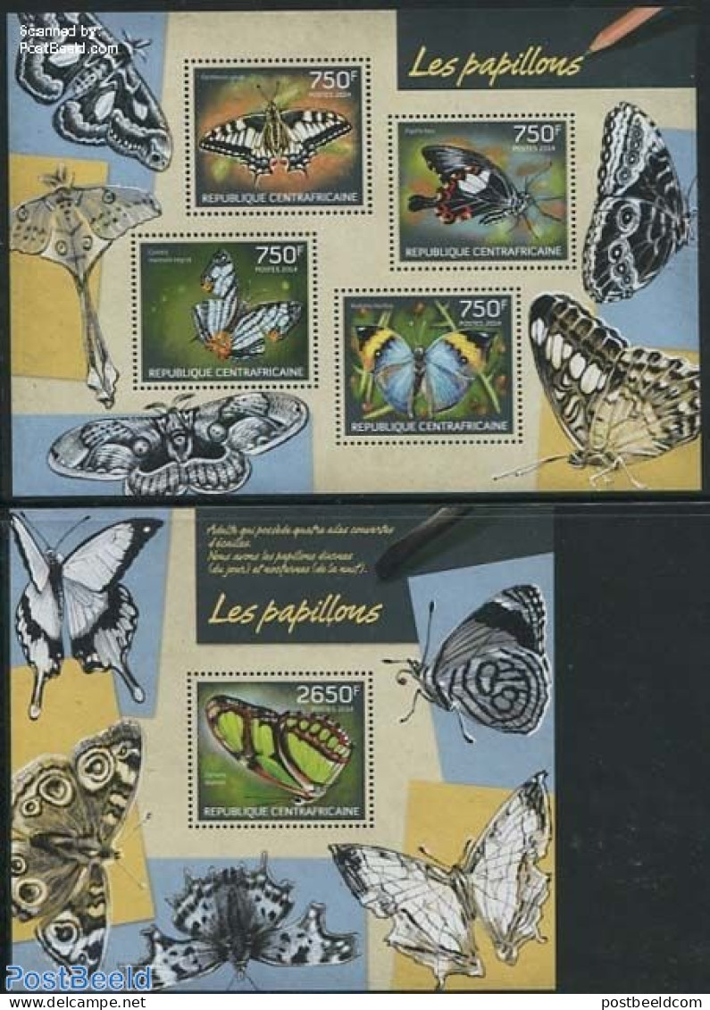 Central Africa 2014 Butterflies 2 S/s, Mint NH, Nature - Butterflies - Central African Republic