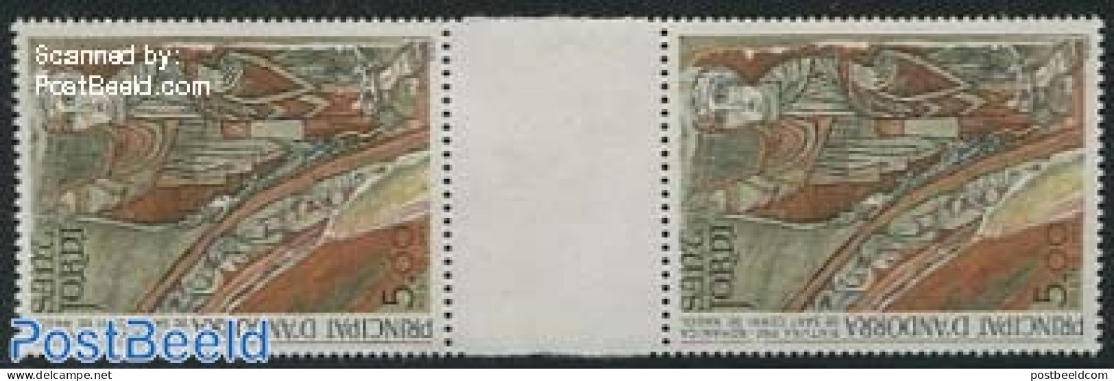 Andorra, French Post 1984 Religious Art 1v, Gutterpair, Mint NH, Religion - Religion - Art - Paintings - Unused Stamps