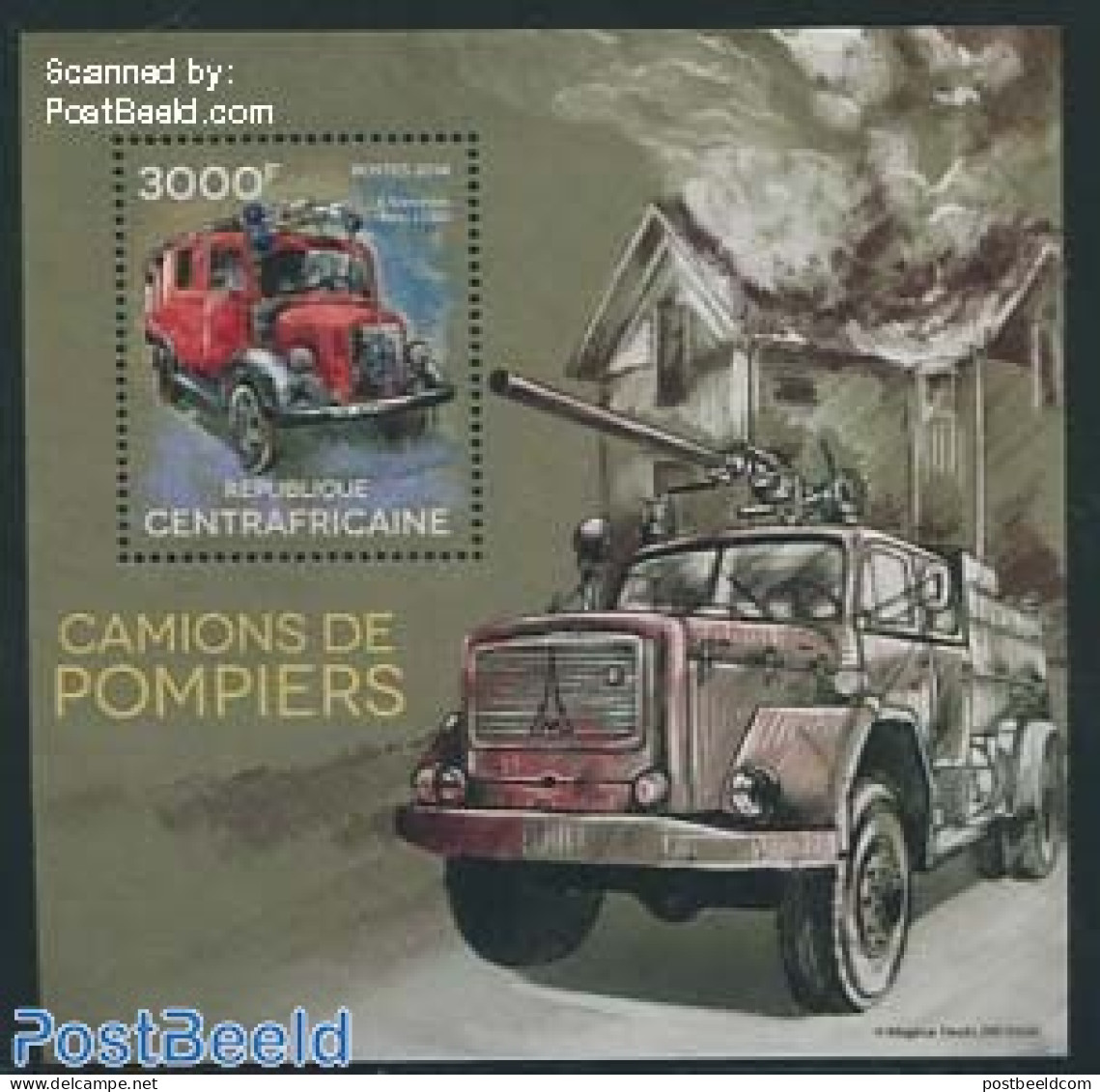 Central Africa 2014 Fire Engines S/s, Mint NH, Transport - Fire Fighters & Prevention - Firemen