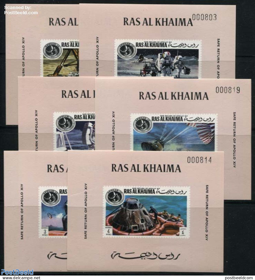 Ras Al-Khaimah 1972 Apollo 14 6 S/s, Mint NH, Transport - Space Exploration - Ras Al-Khaimah