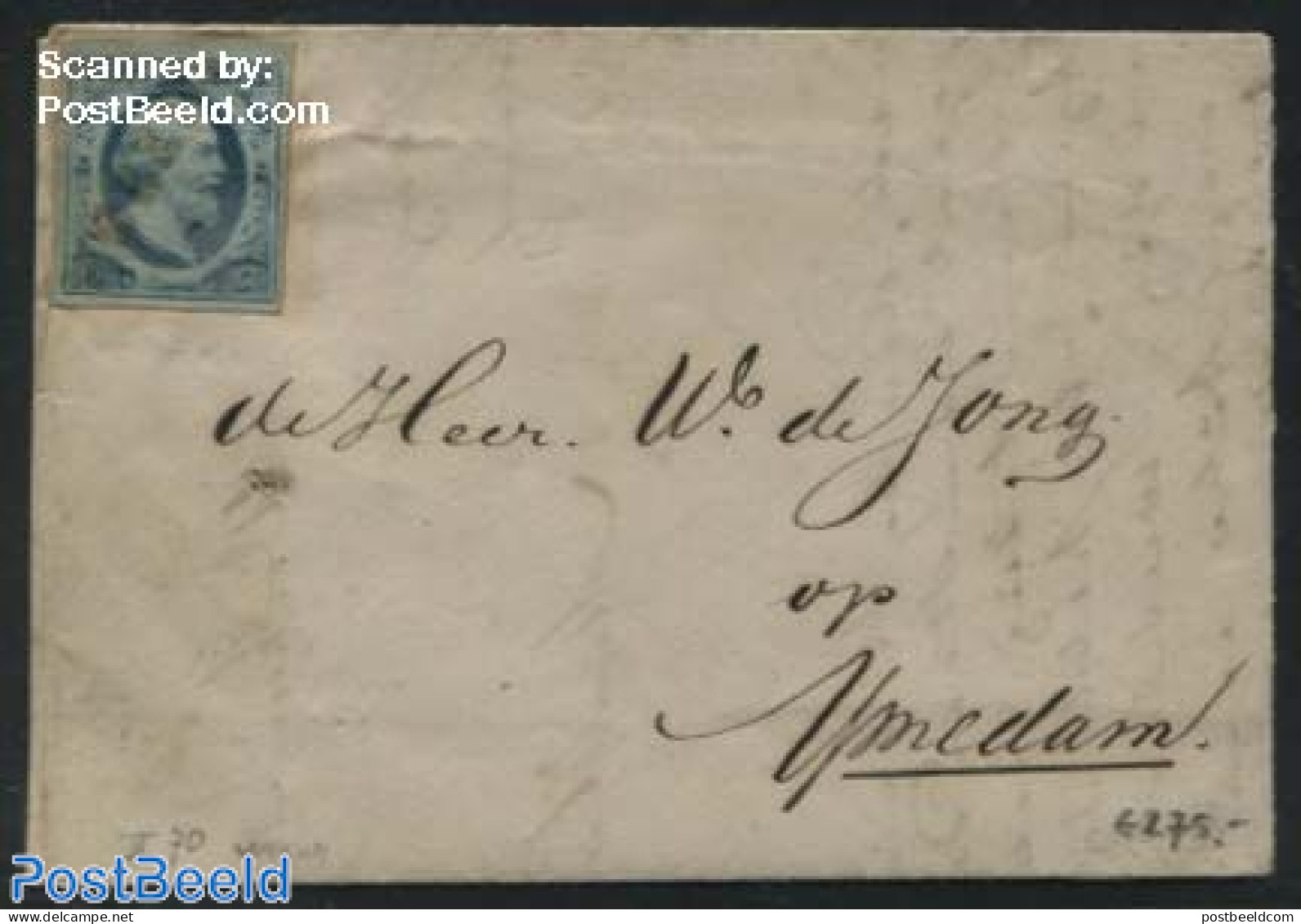 Netherlands 1856 Letter With 5c Stamp, Canc. WORKUM (bleached), Postal History - Covers & Documents