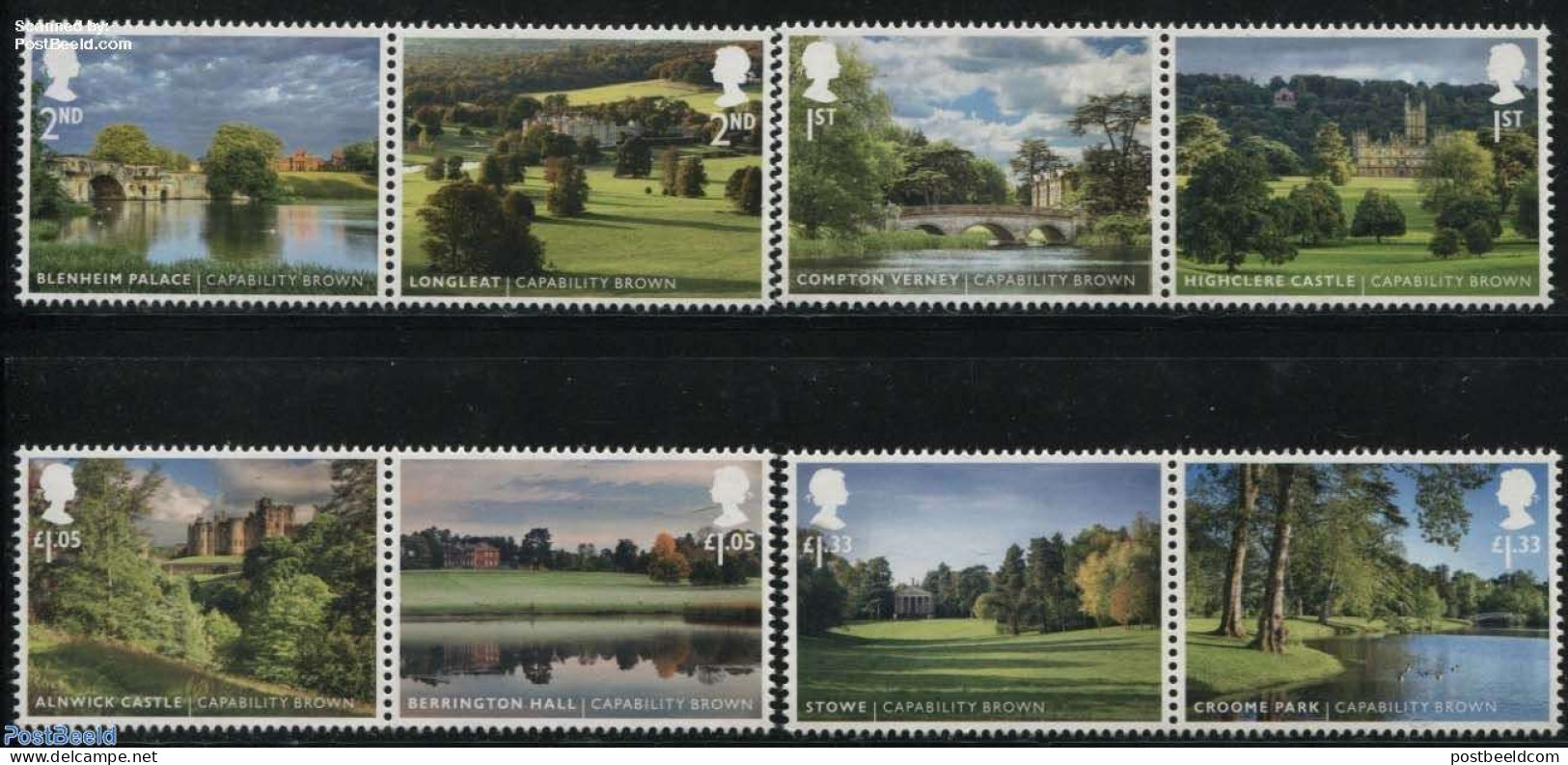Great Britain 2016 Capability Brown 8v (4x [:]), Mint NH, Nature - Gardens - National Parks - Art - Bridges And Tunnel.. - Unused Stamps