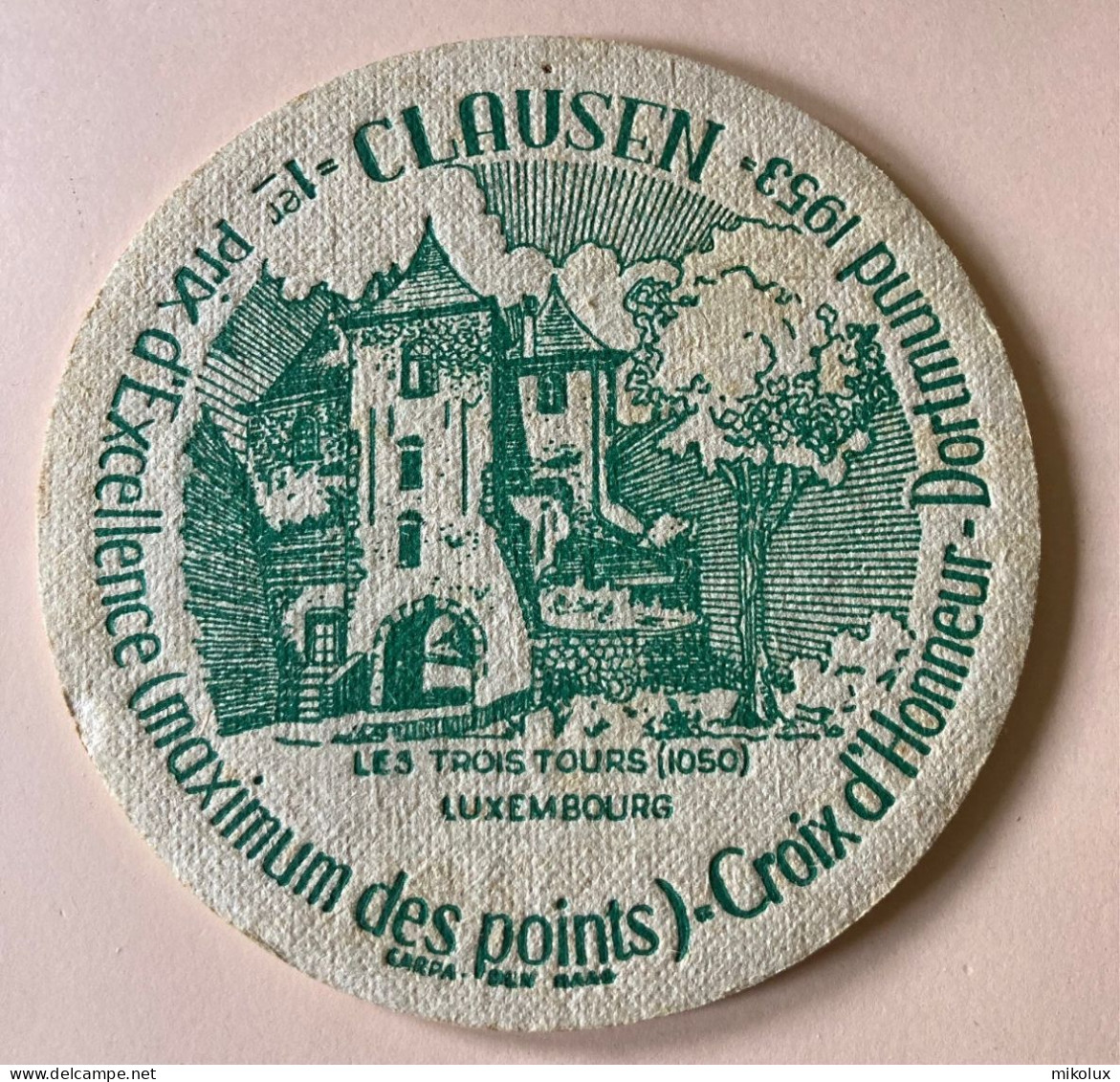 Luxembourg Bieres Clausen  . Sous Bock . Bierdeckel . ( +- 10,7 Cm  ) - Bierdeckel