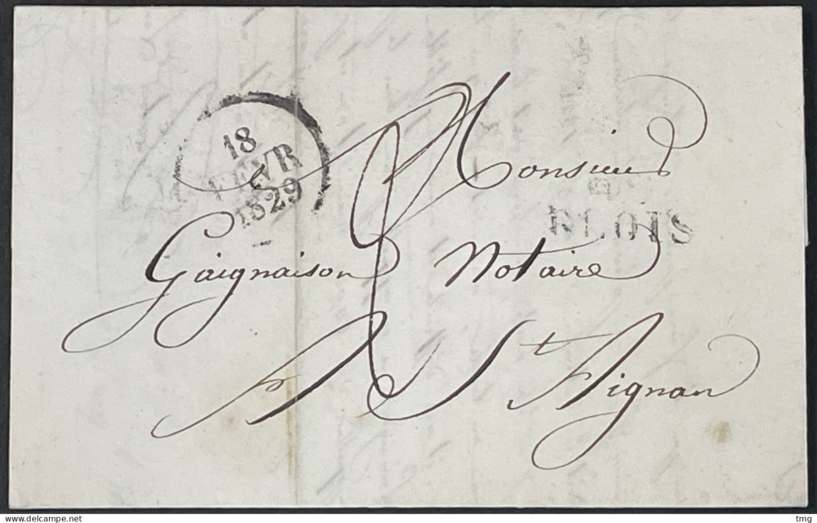 Lettre Blois Loir-et-Cher Marque Linéaire 40 Blois 24 X 10 2 Dateurs A 18.02.1829 France – 9ciel - 1801-1848: Précurseurs XIX