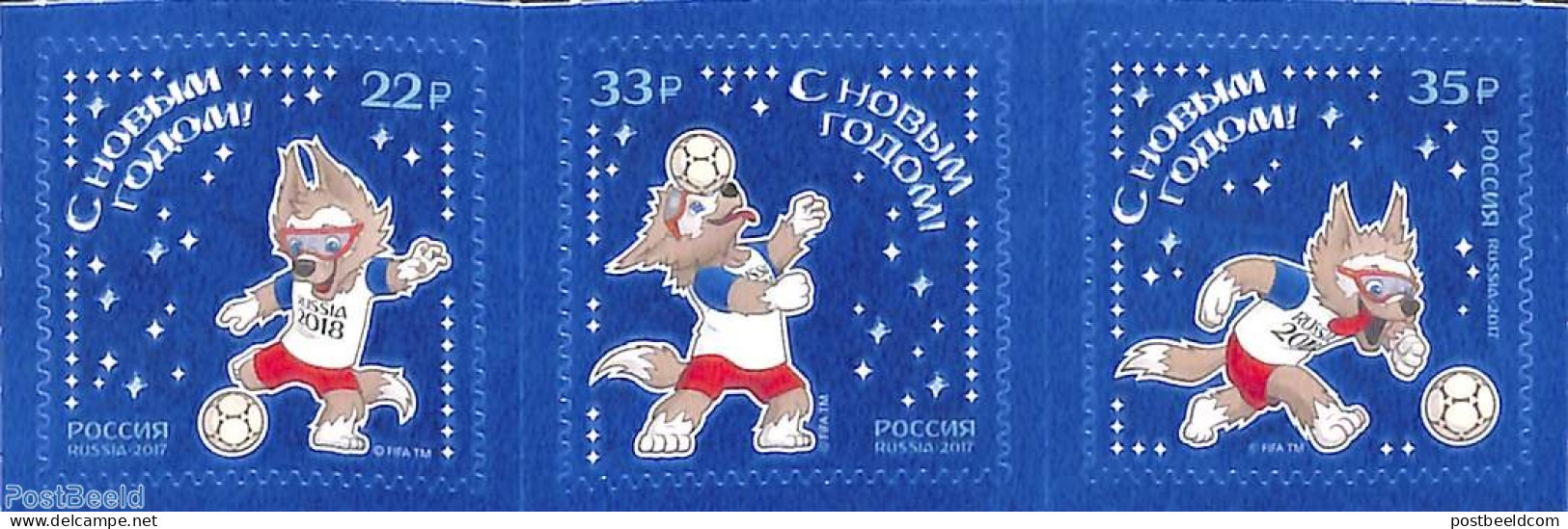 Russia 2017 Newyear, Football 3v S-a, Mint NH, Sport - Various - Football - New Year - Nouvel An