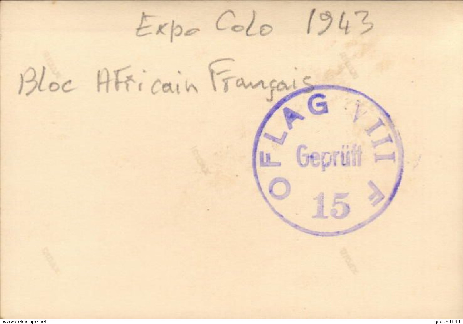 Camp De Prisonniers, Oflag VIII F, Expo Colo 1943, Bloc Africain Français - Krieg, Militär