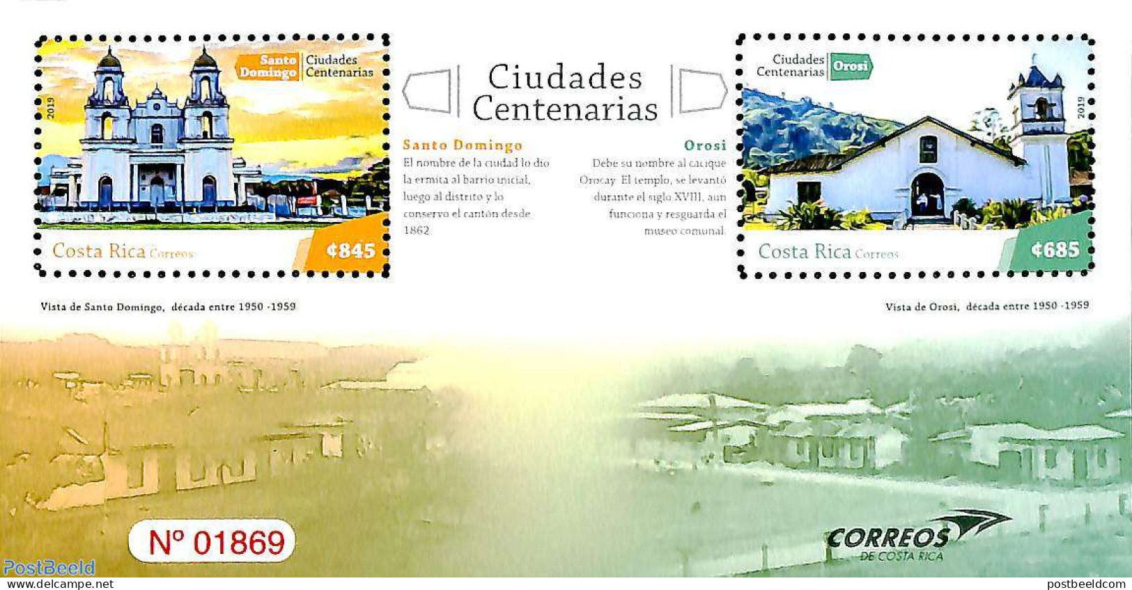 Costa Rica 2019 Old Cities S/s, Mint NH, Religion - Churches, Temples, Mosques, Synagogues - Eglises Et Cathédrales