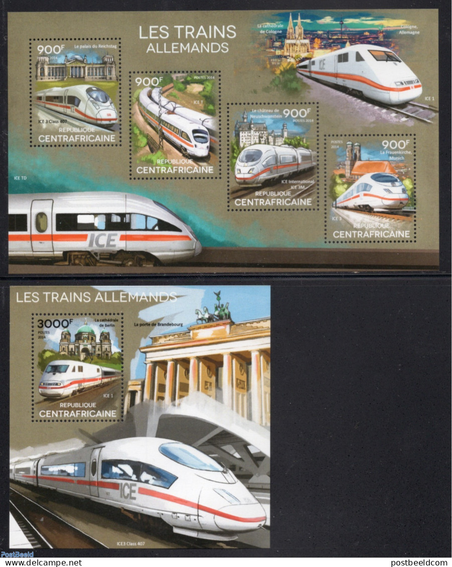 Central Africa 2014 German Railways 2 S/s, Mint NH, Transport - Railways - Trains