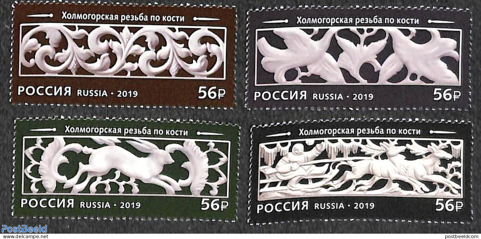 Russia 2019 Bone Carving Art 4v, Mint NH, Art - Art & Antique Objects - Handicrafts - Autres & Non Classés