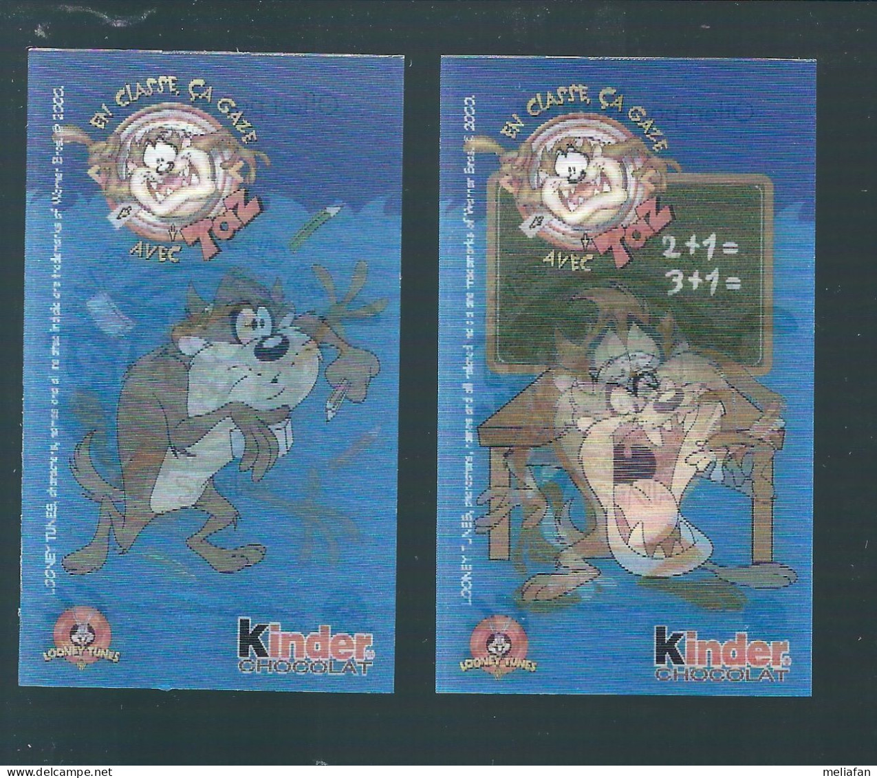 Q966 - 2 CARTES LENTICULAIRES KINDER - LOONEY TUNES - TAZ - Other & Unclassified