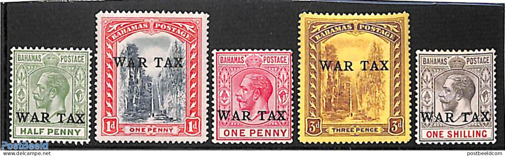 Bahamas 1918 WAR TAX Overprints 5v, Unused (hinged) - Other & Unclassified