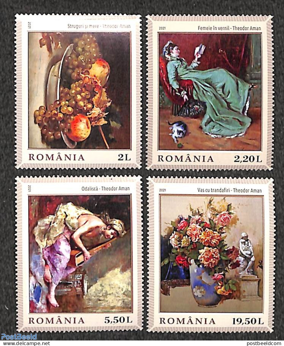 Romania 2021 Theodor Aman Paintings 4v, Mint NH, Art - Paintings - Ungebraucht