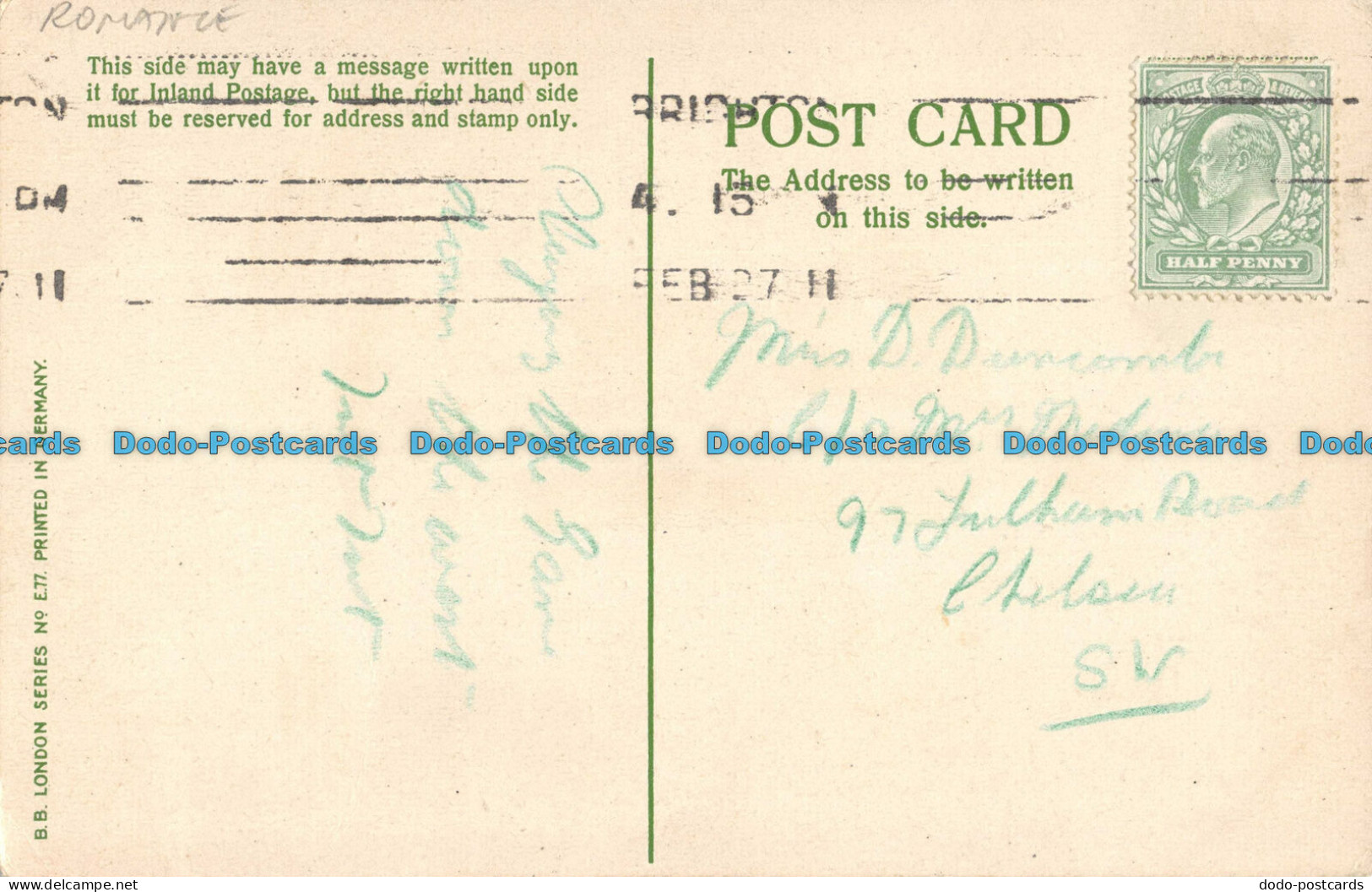 R055916 Old Postcard. Wedding Ceremony. B. B. London. 1911 - Autres & Non Classés