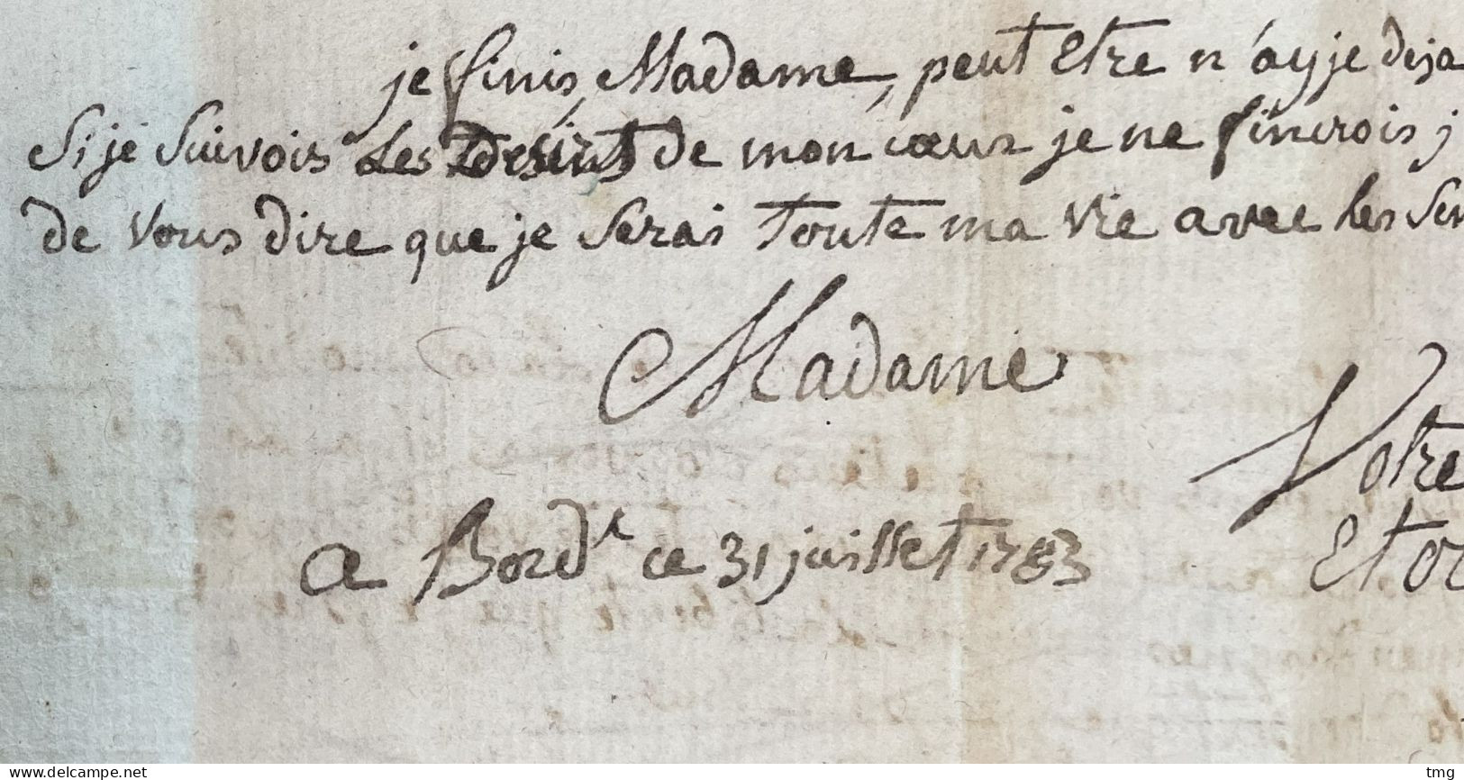 Lettre LAC Bordeaux Gironde à Tarbes 31.07.1783 France – 9ciel - 1701-1800: Précurseurs XVIII