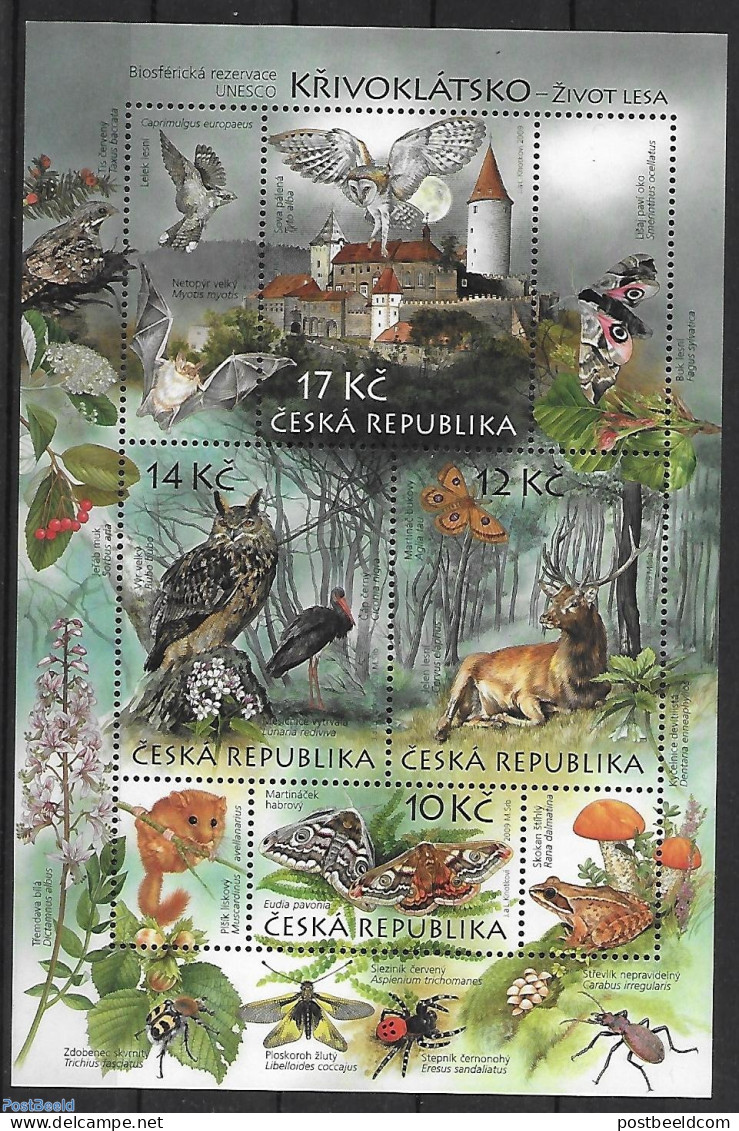 Czech Republic 2009 Krivoklastko Park S/s, Mint NH, Nature - Animals (others & Mixed) - Butterflies - Owls - Autres & Non Classés