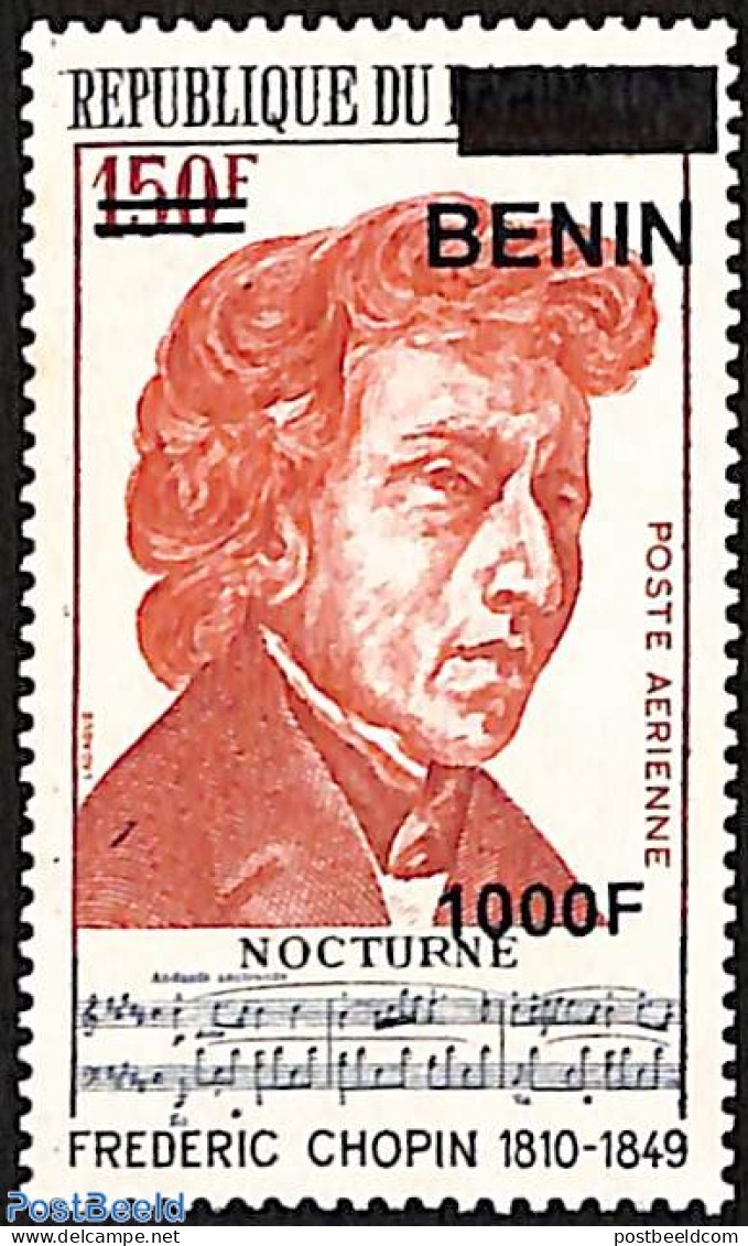 Benin 2009 Frederic Chopin, Overprint, Mint NH, Various - Errors, Misprints, Plate Flaws - Art - Composers - Unused Stamps