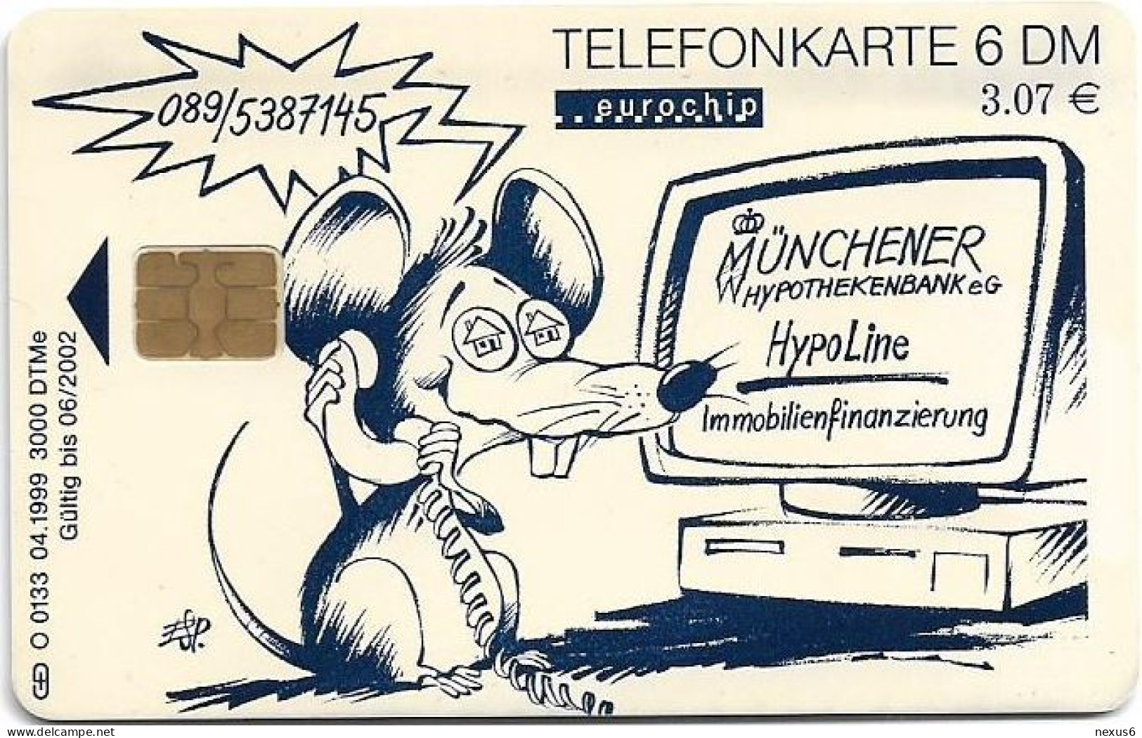 Germany - Münchener Hypothekenbank EG 6 - HypoLine - O 0133 - 04.1999, 6DM, 3.000ex, Used - O-Series : Séries Client