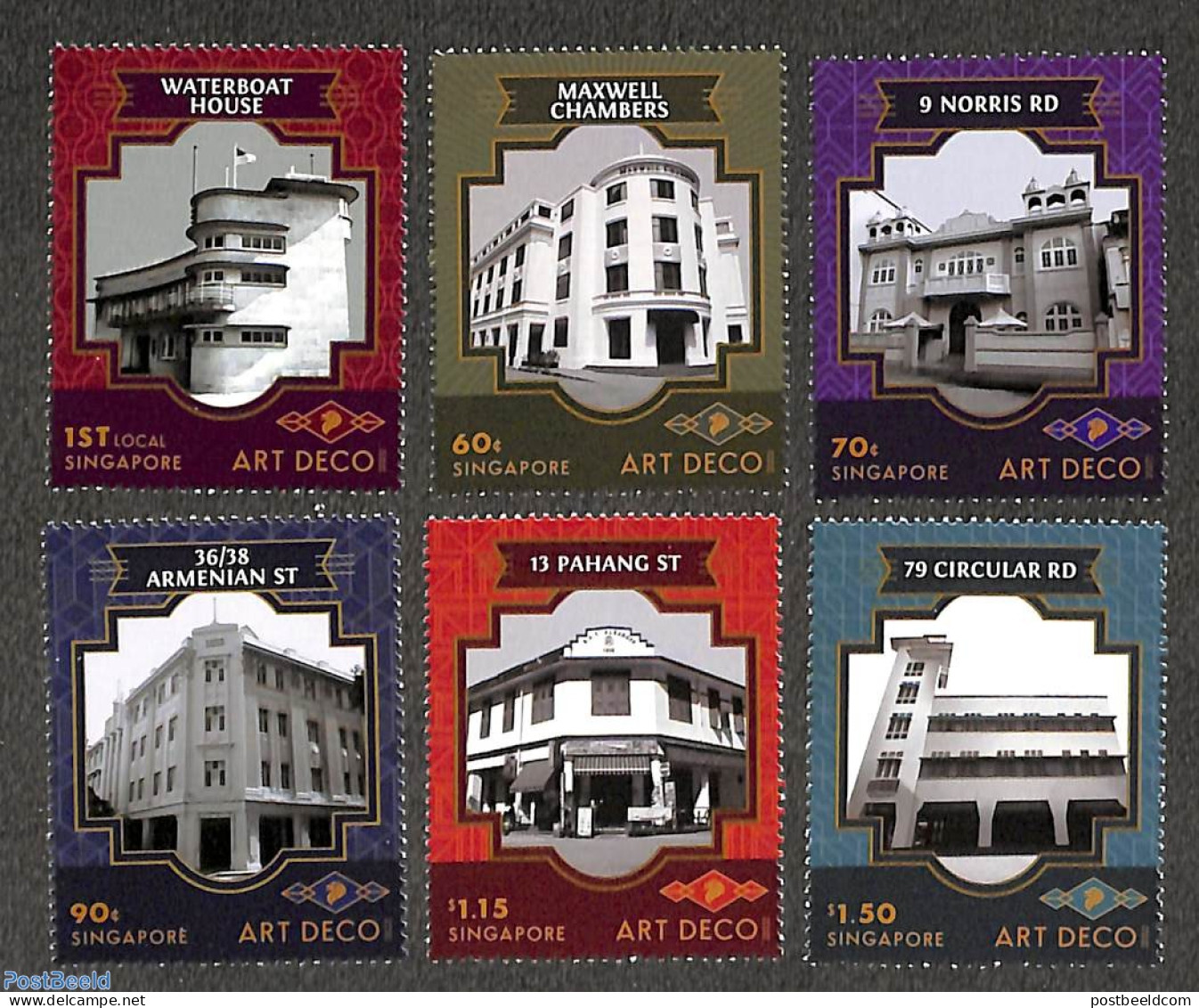 Singapore 2022 Art Deco 6v, Mint NH, Art - Modern Architecture - Other & Unclassified