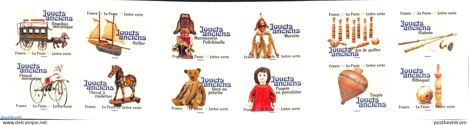 France 2023 Antique Toys 12v S-a In Booklet, Mint NH, Nature - Transport - Various - Horses - Stamp Booklets - Ships A.. - Neufs