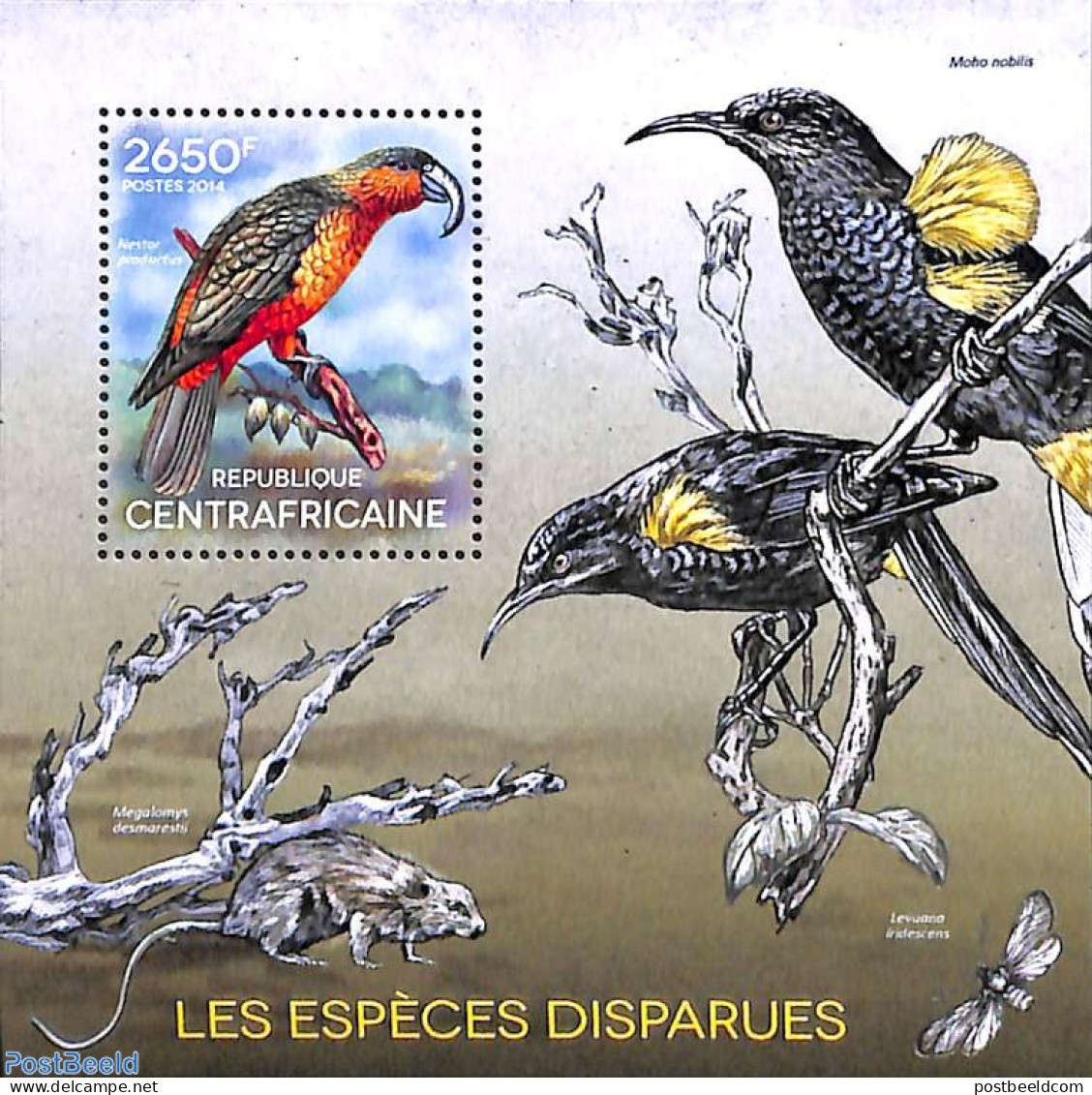 Central Africa 2014 Vanished Species S/s, Mint NH, Nature - Birds - Centrafricaine (République)