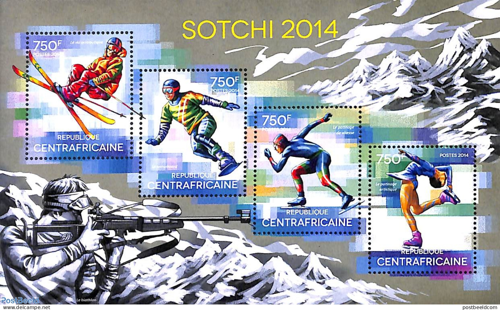Central Africa 2014 Sochi 2014 4v M/s, Mint NH, Sport - Olympic Winter Games - Central African Republic
