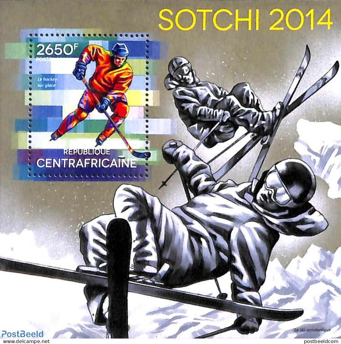 Central Africa 2014 Sochi 2014 S/s, Mint NH, Sport - Ice Hockey - Olympic Winter Games - Hockey (Ice)
