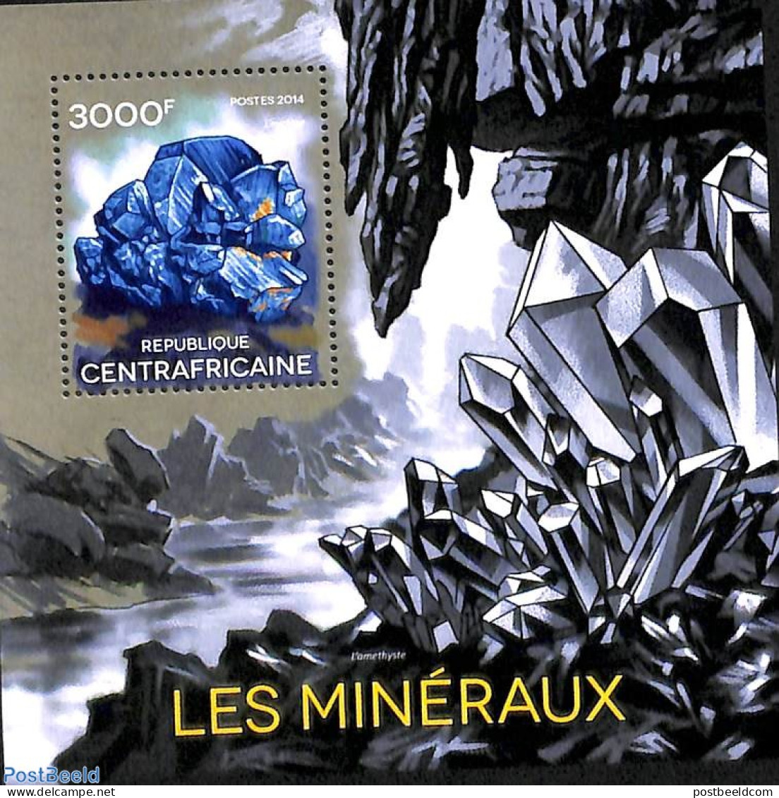 Central Africa 2014 Minerals S/s, Mint NH, History - Geology - Centraal-Afrikaanse Republiek