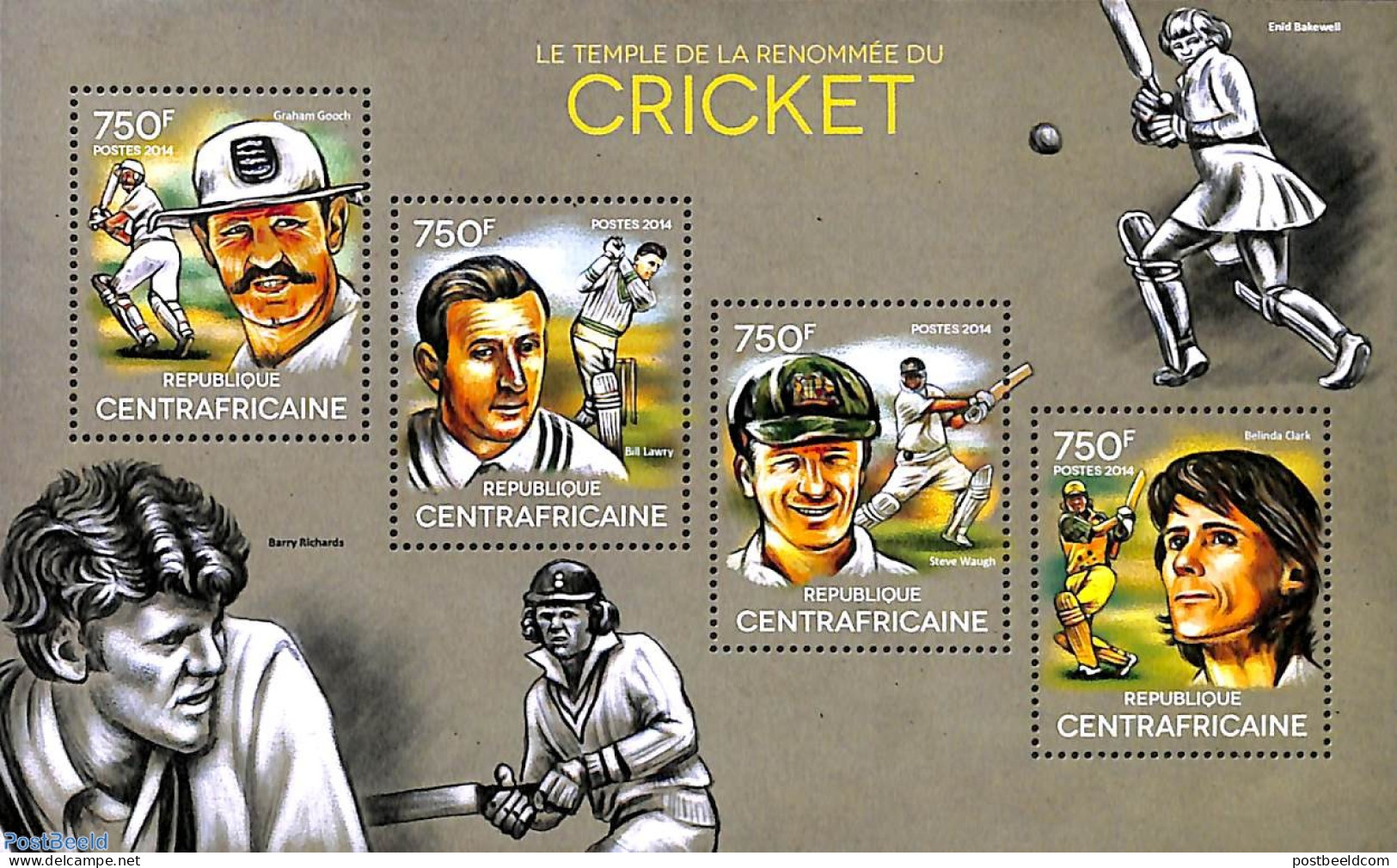 Central Africa 2014 Cricket 4v M/s, Mint NH, Sport - Cricket - Cricket